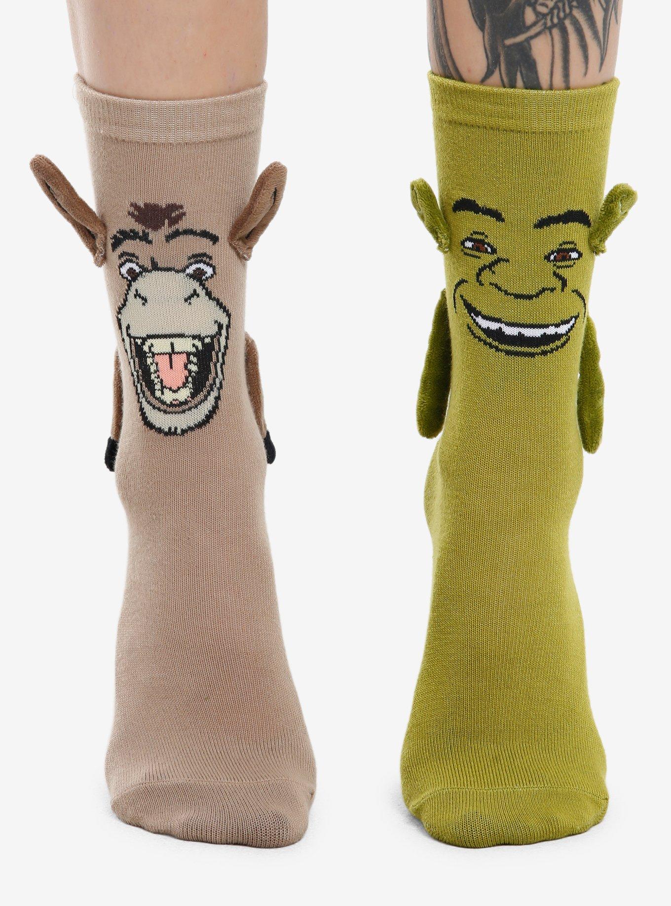 Shrek Donkey Magnetic Arms Mismatch Crew Socks, , hi-res