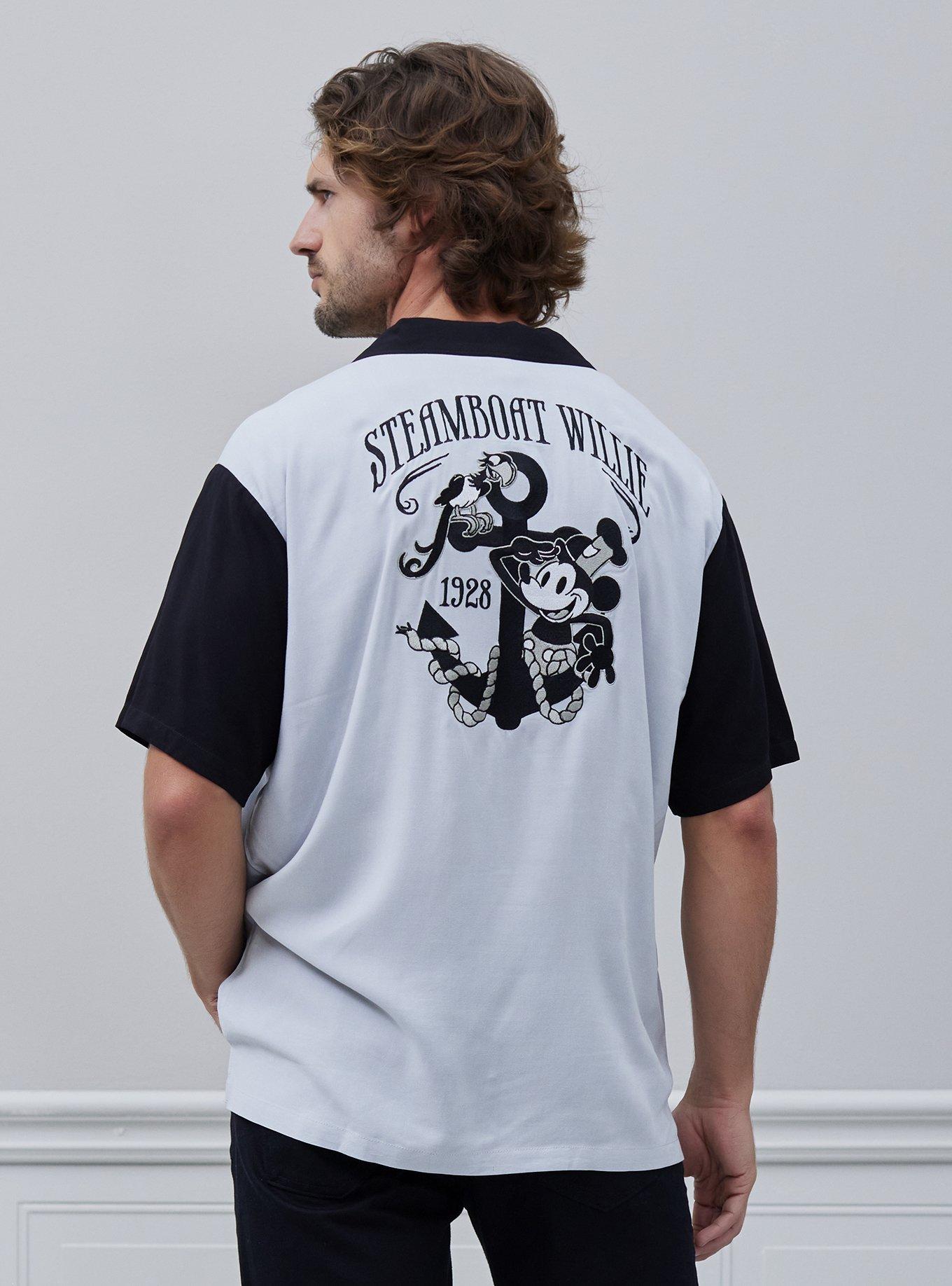 Our Universe Disney Steamboat Willie Color-Block Bowling Woven Button-Up Our Universe Exclusive, ICE GREY, alternate