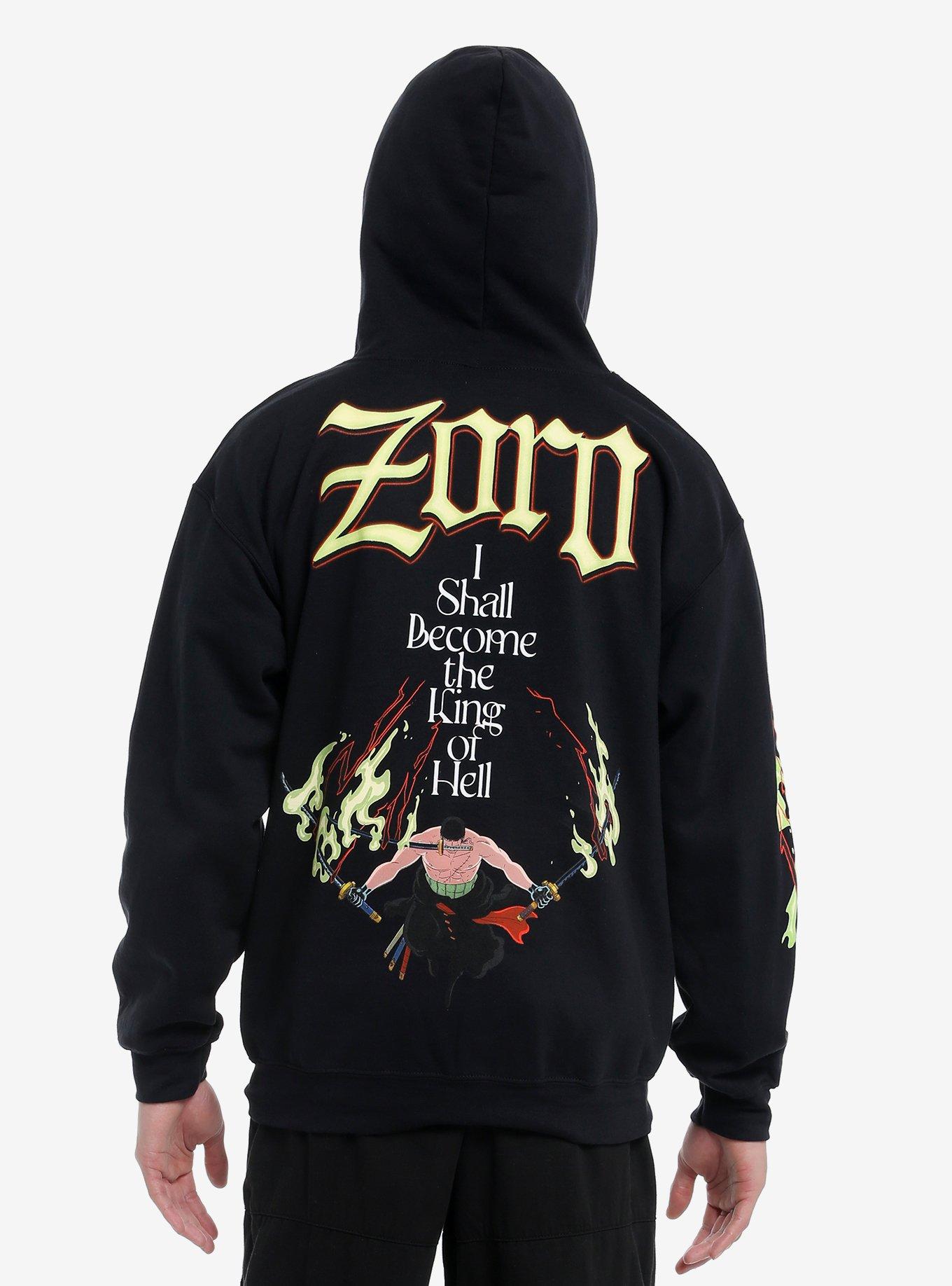 One Piece Zoro King Of Hell Hoodie, BLACK, alternate