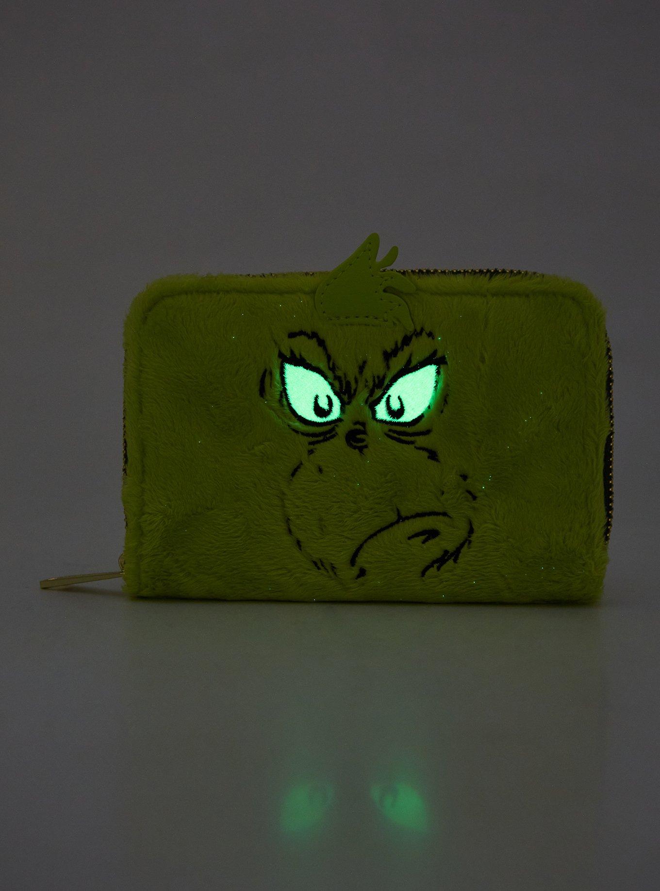 Loungefly How The Grinch Stole Christmas! Glow-In-The-Dark Fuzzy Zipper Wallet, , hi-res