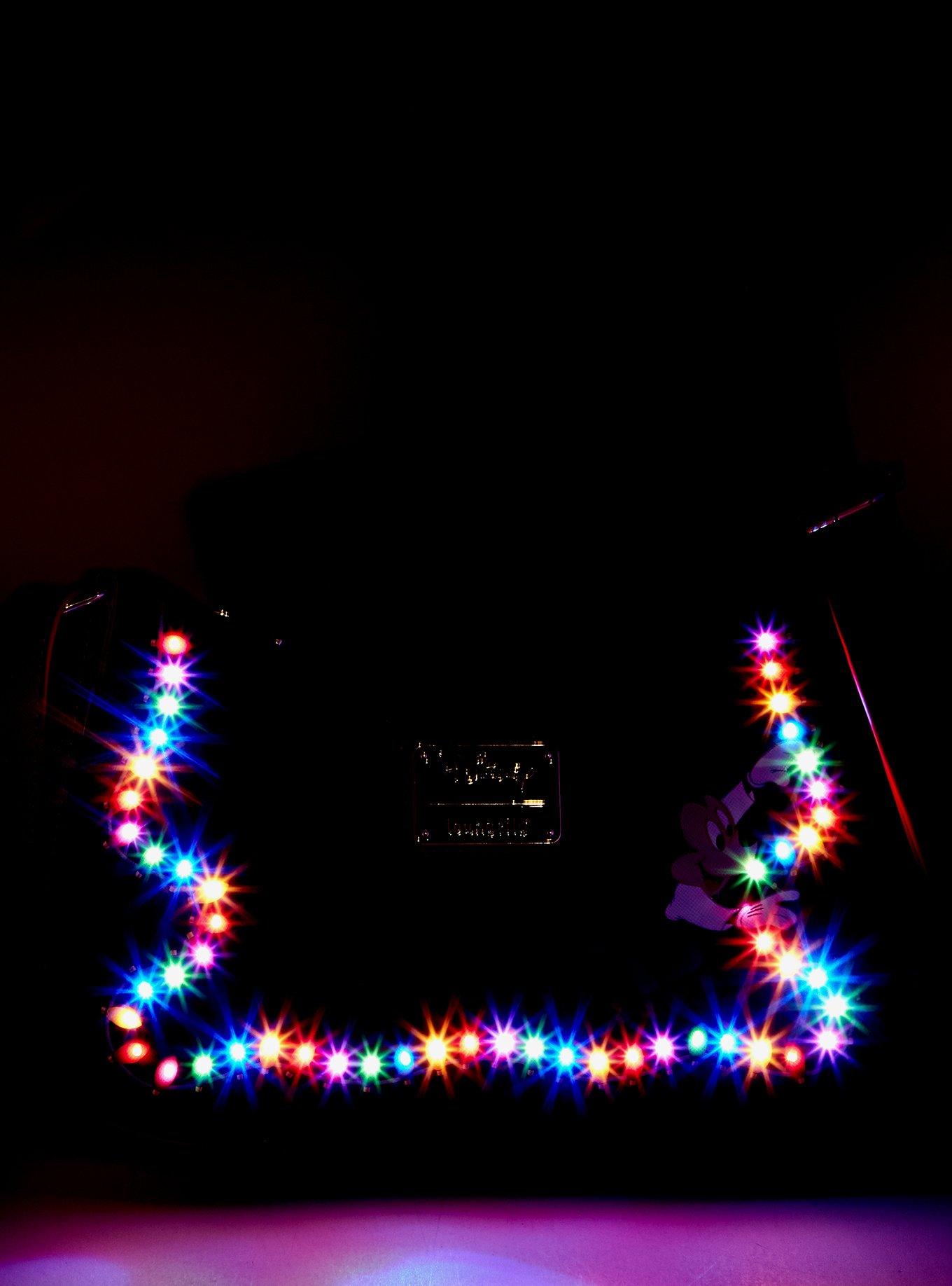 Loungefly Disney Mickey Mouse & Pluto Holiday Lights Baguette Bag, , alternate