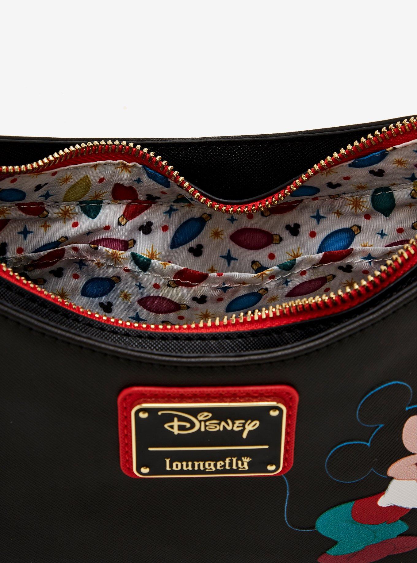 Loungefly Disney Mickey Mouse & Pluto Holiday Lights Baguette Bag