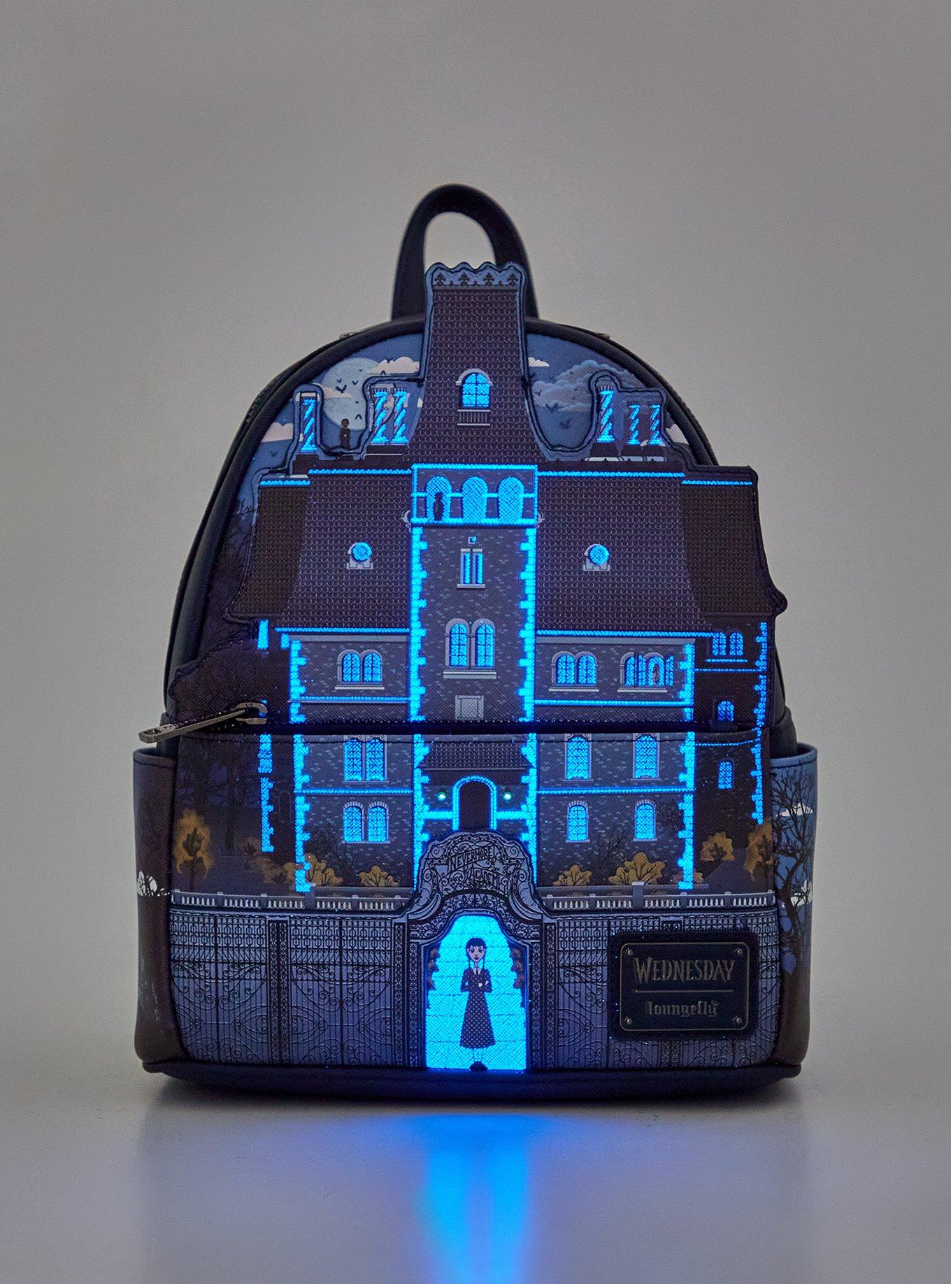 Loungefly Wednesday Nevermore Glow-In-The-Dark Mini Backpack, , hi-res