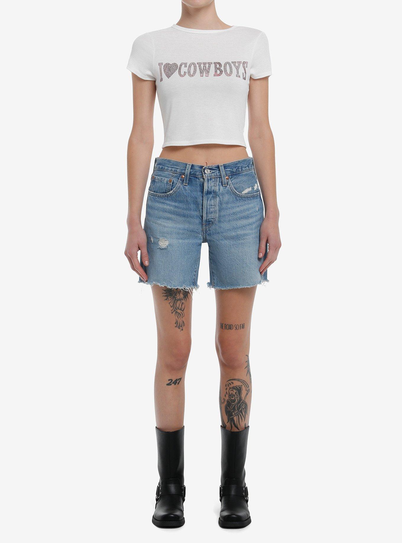 I Heart Cowboys Rhinestone Girls Baby T-Shirt, , hi-res