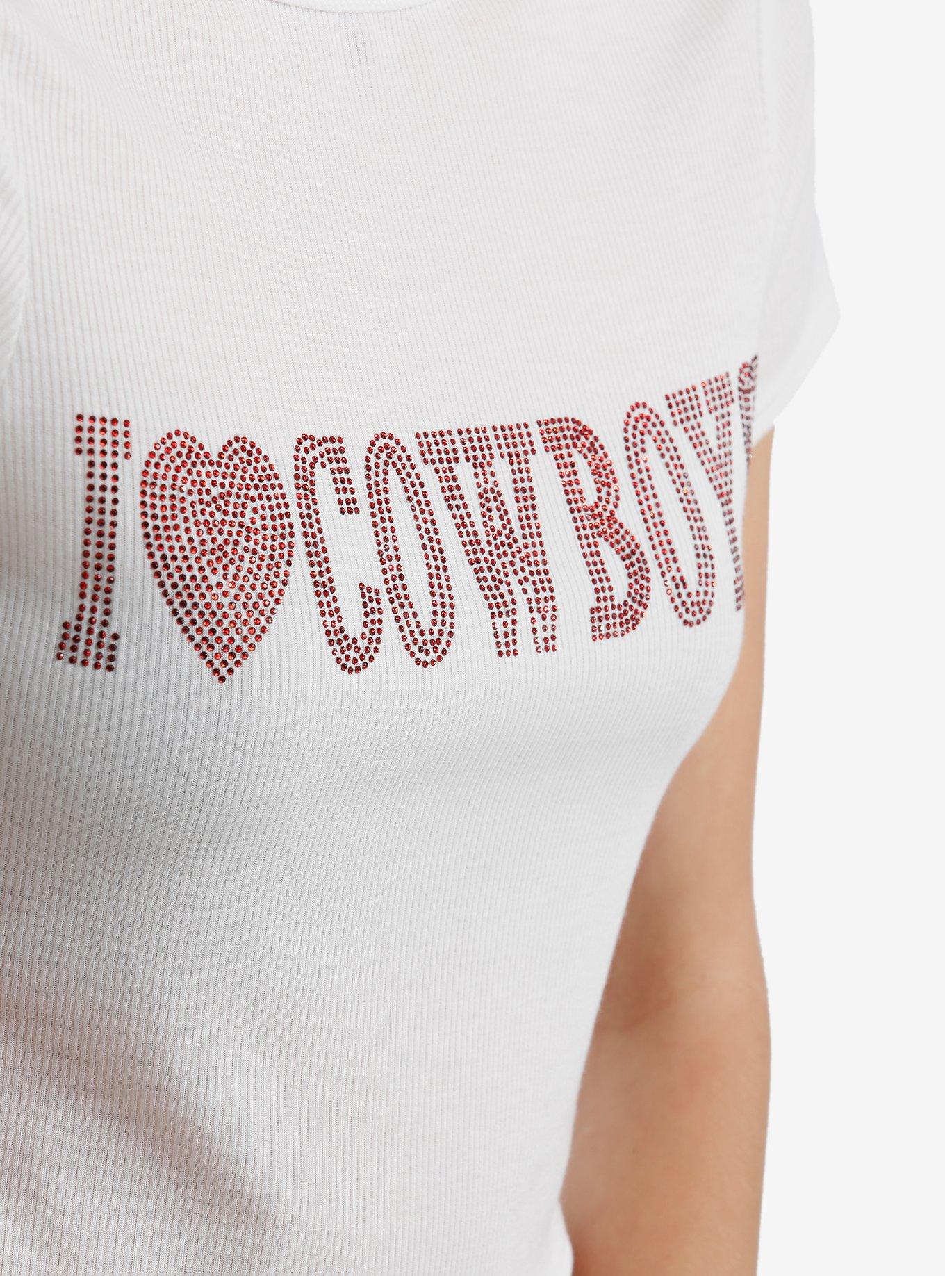 I Heart Cowboys Rhinestone Girls Baby T-Shirt, SILVER, alternate
