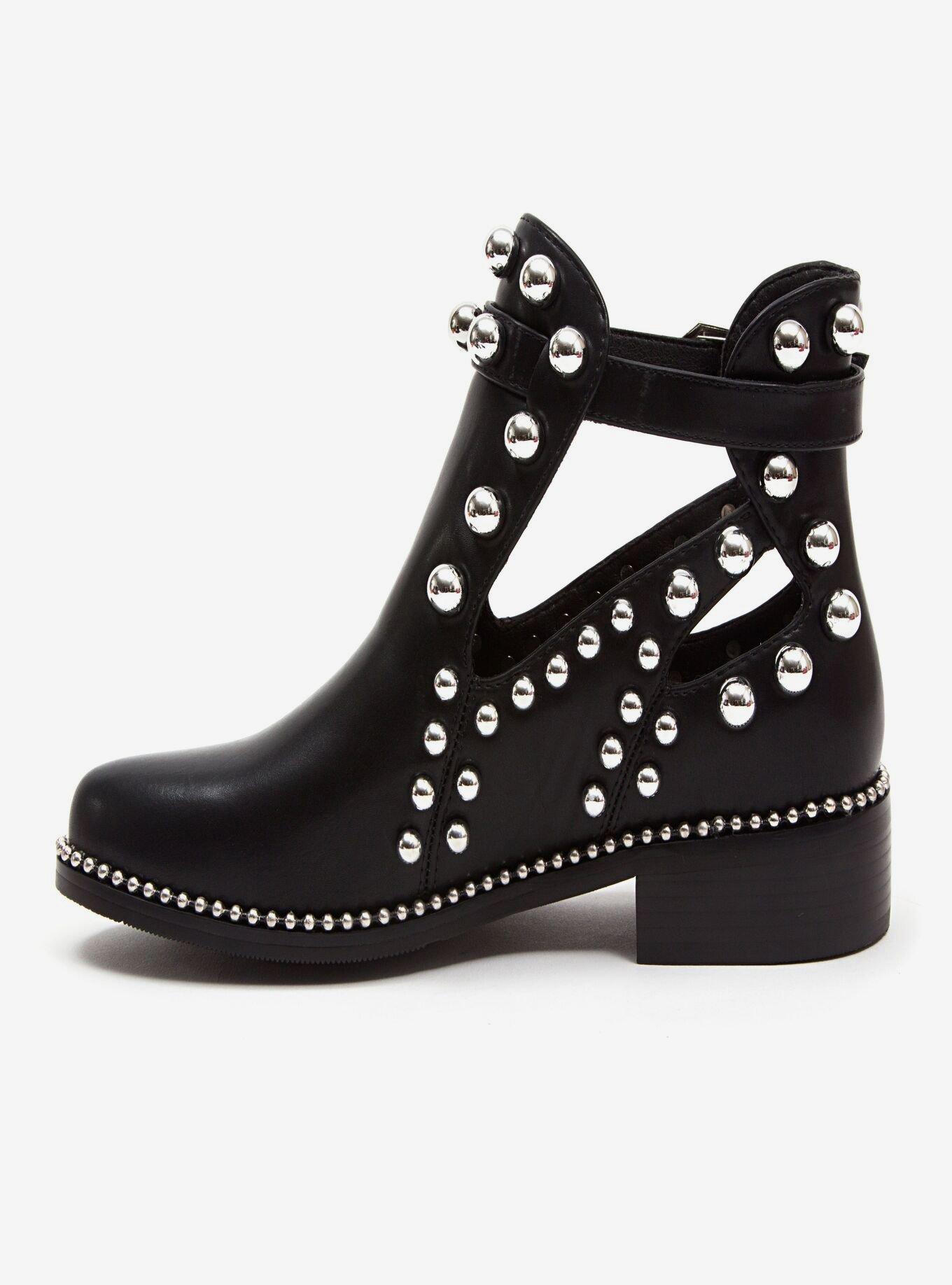 River Side Bootie with Studs and Buckle Black, , hi-res