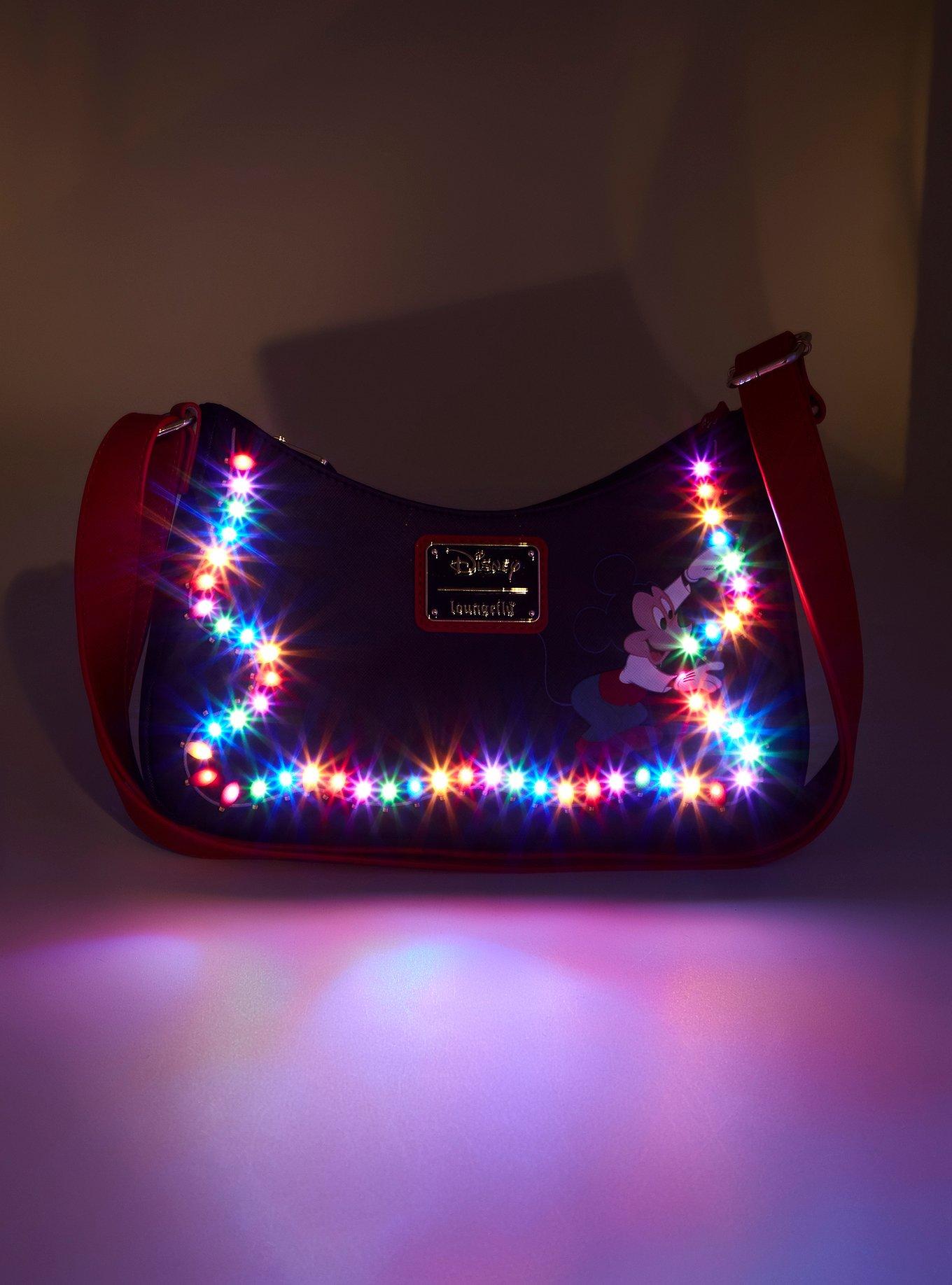 Loungefly Disney Mickey Mouse & Pluto Christmas Lights Light-Up Crossbody Bag, , alternate