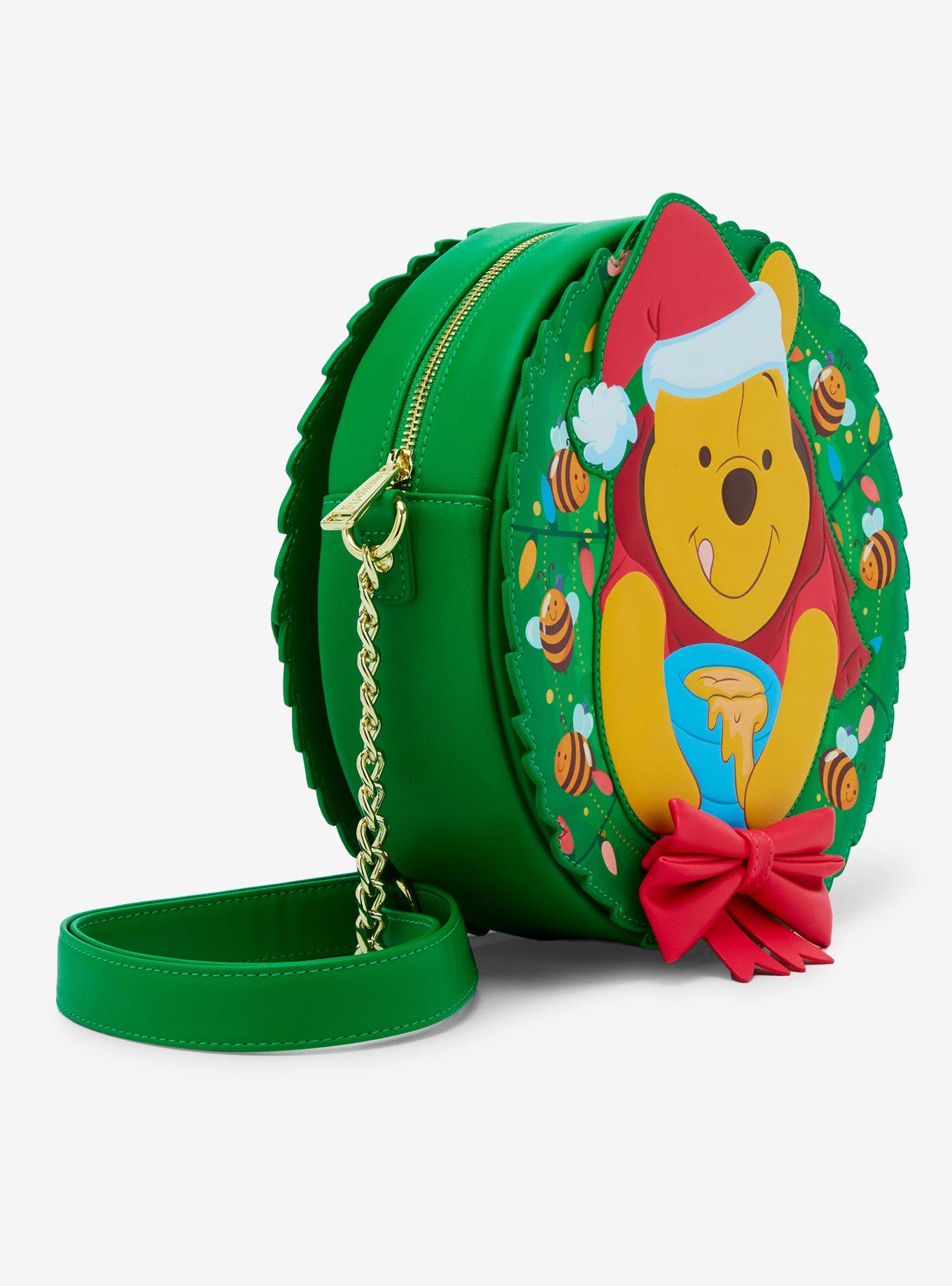 Loungefly Disney Winnie the Pooh Holiday Pooh Bear Wreath Figural Glow-in-the-Dark Crossbody Bag, , alternate