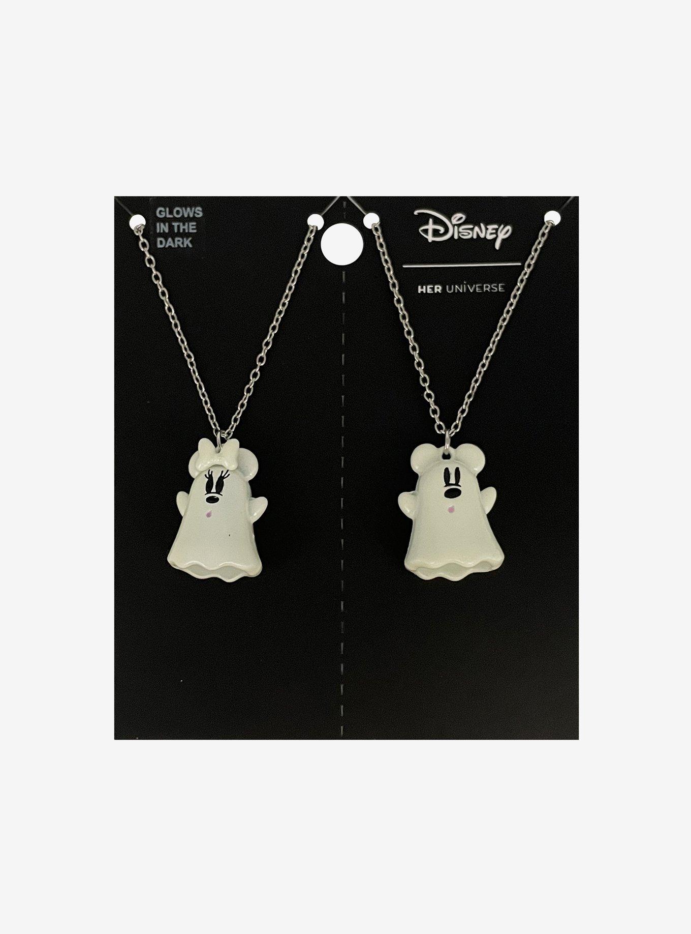 Her Universe Disney Mickey Mouse & Minnie Mouse Ghost Glow-In-The-Dark Best Friend Necklace Set