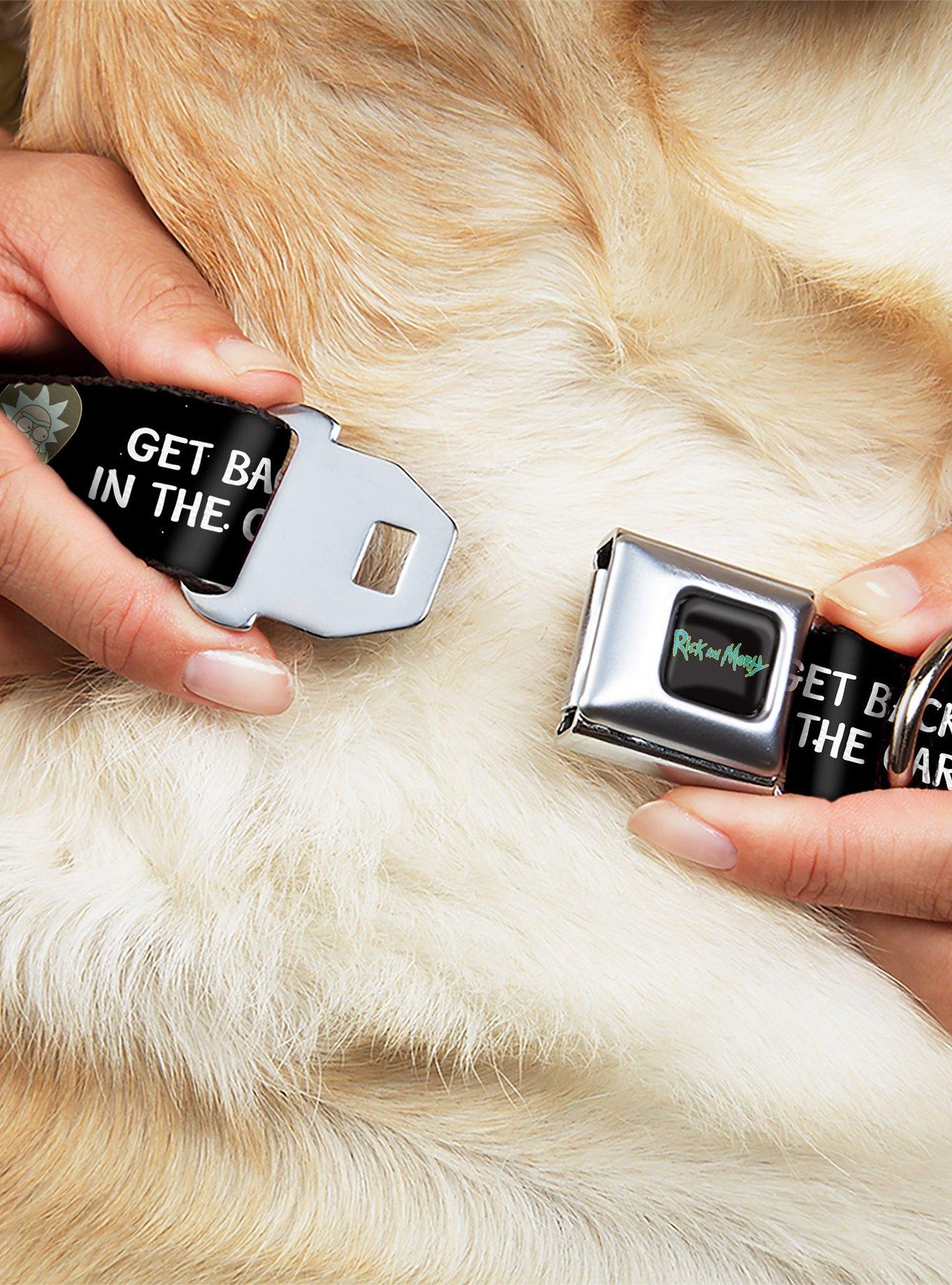 Rick and Morty Rick Get Back In The Car Pose Seatbelt Buckle Dog Collar, BLACK, alternate