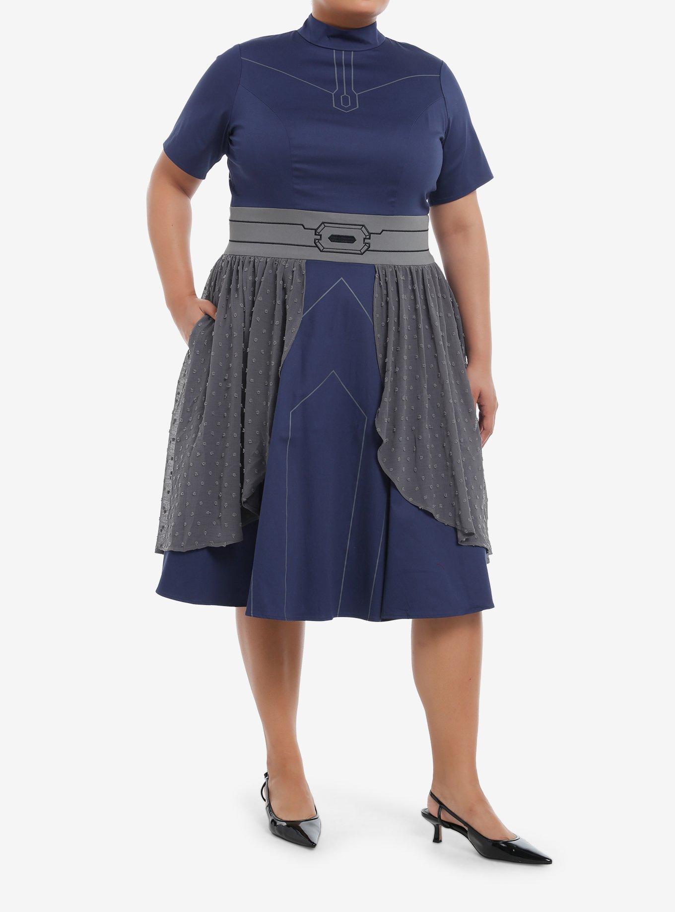 Her Universe Star Wars Ahsoka Tano Retro Dress Plus Size Her Universe Exclusive, NAVY  GREY, alternate