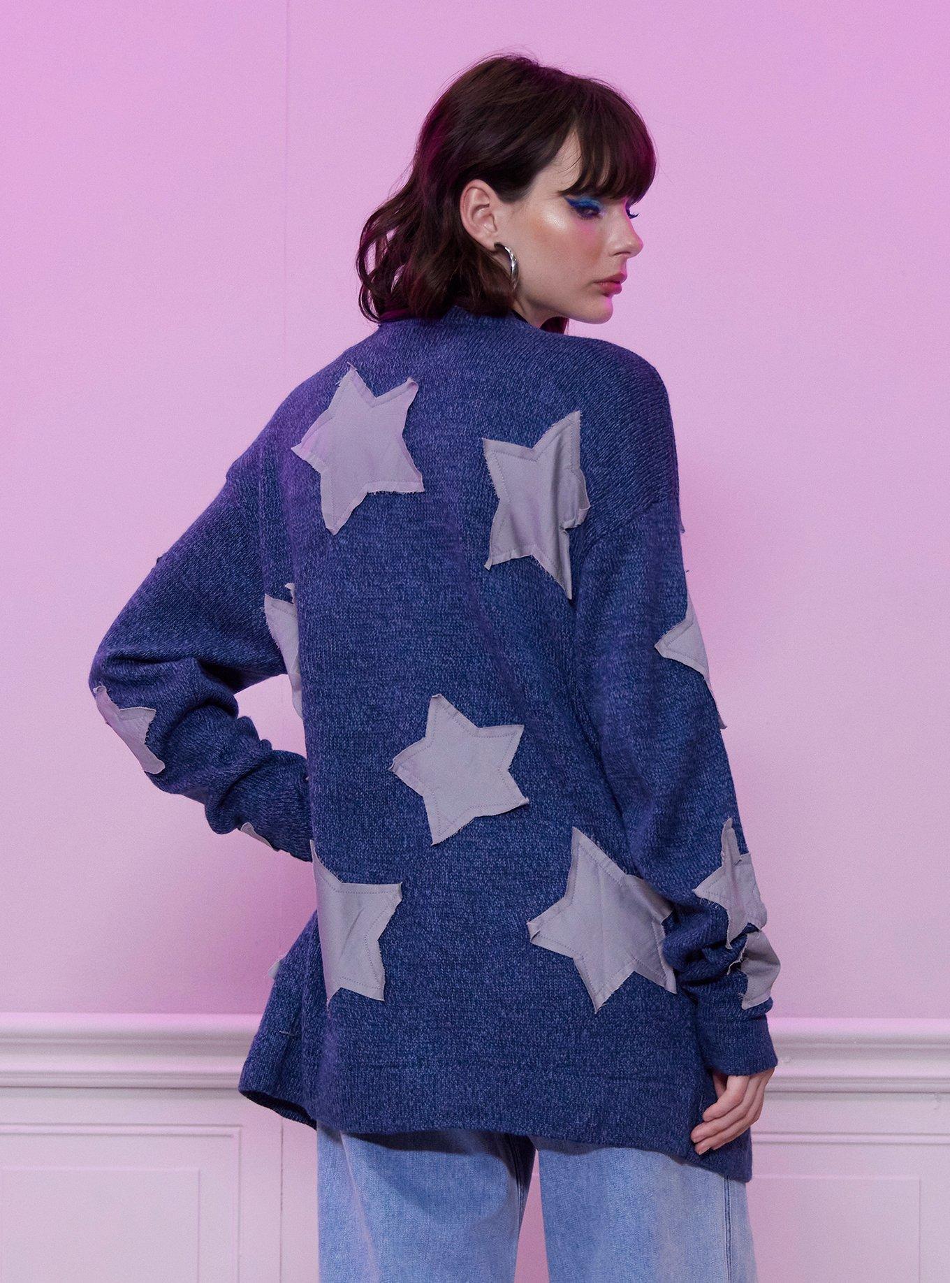 Coraline Star Patchwork Girls Oversized Cardigan, , alternate