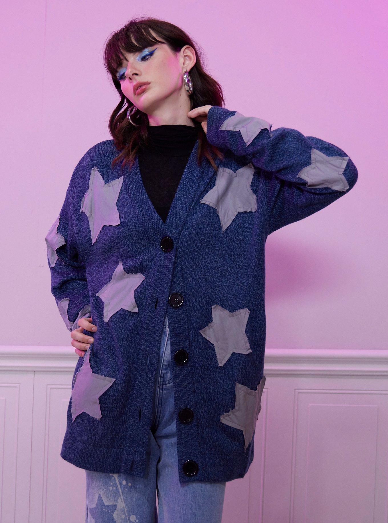 Shop Coraline Star Patchwork Girls Oversized Cardigan