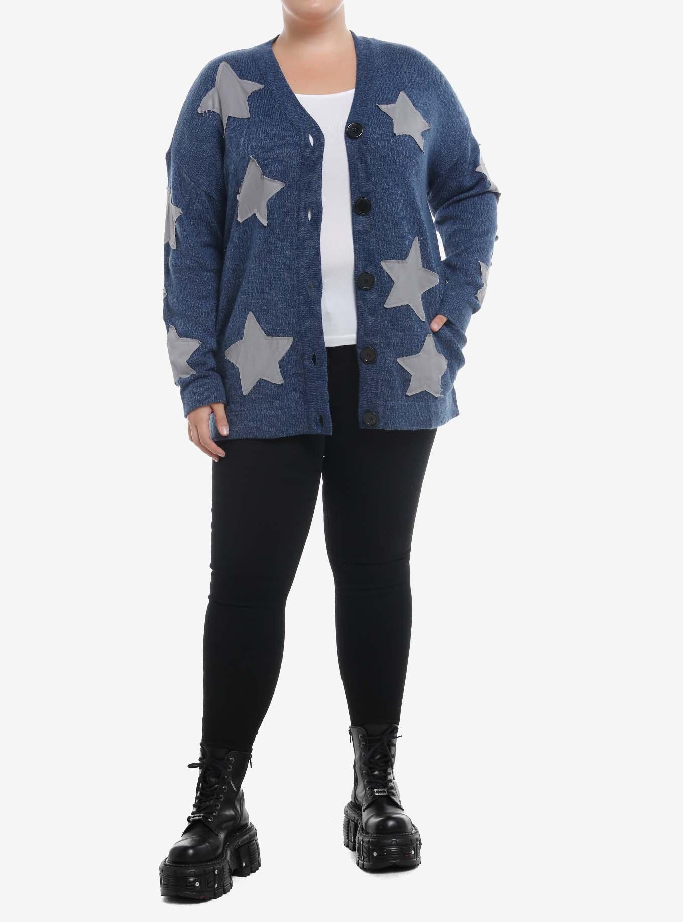 Coraline Star Patchwork Girls Oversized Cardigan Plus Size, , hi-res