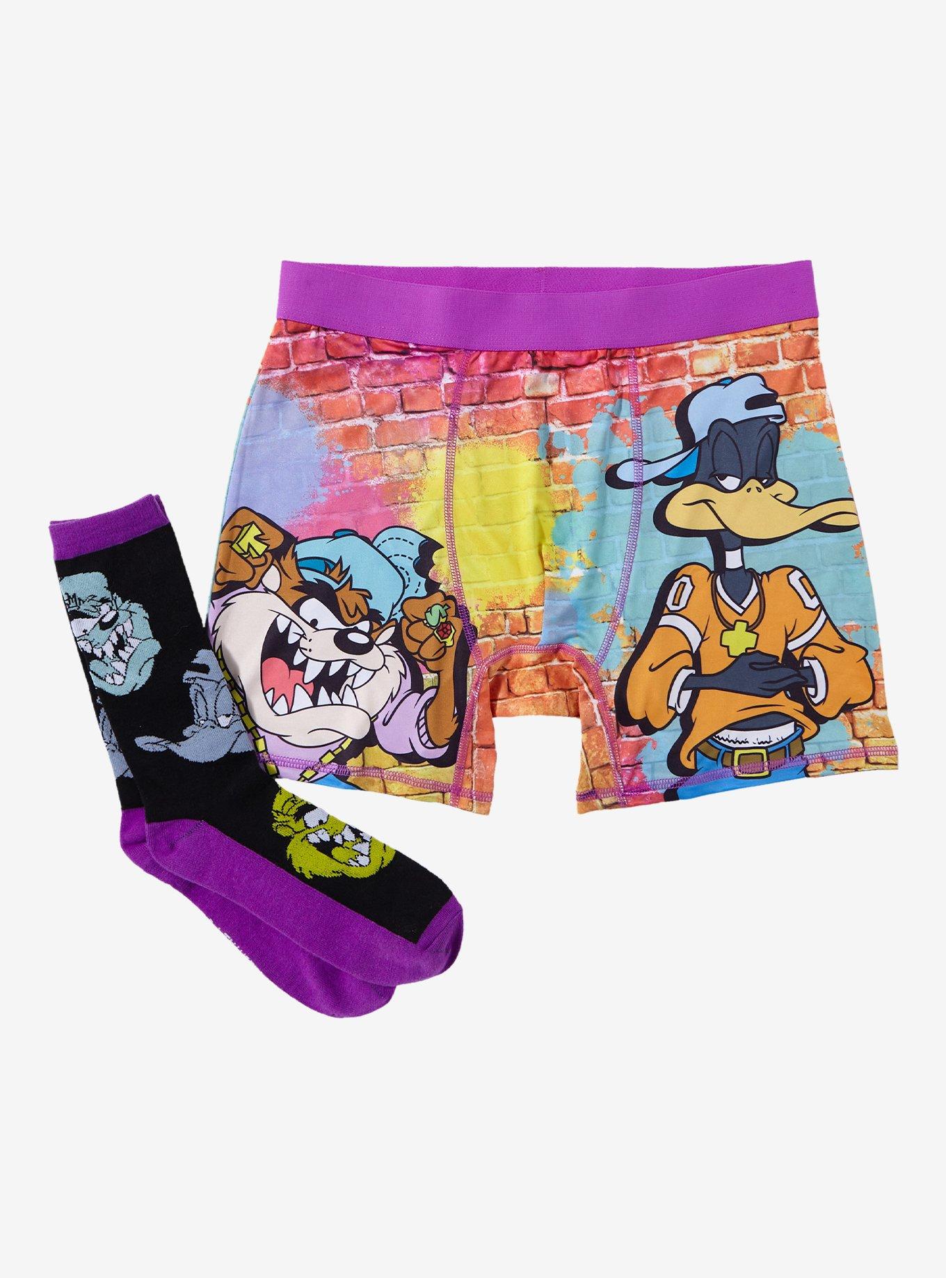 Looney Tunes Daffy Duck & Tasmanian Devil Boxer Briefs & Sock Set, MULTI, alternate