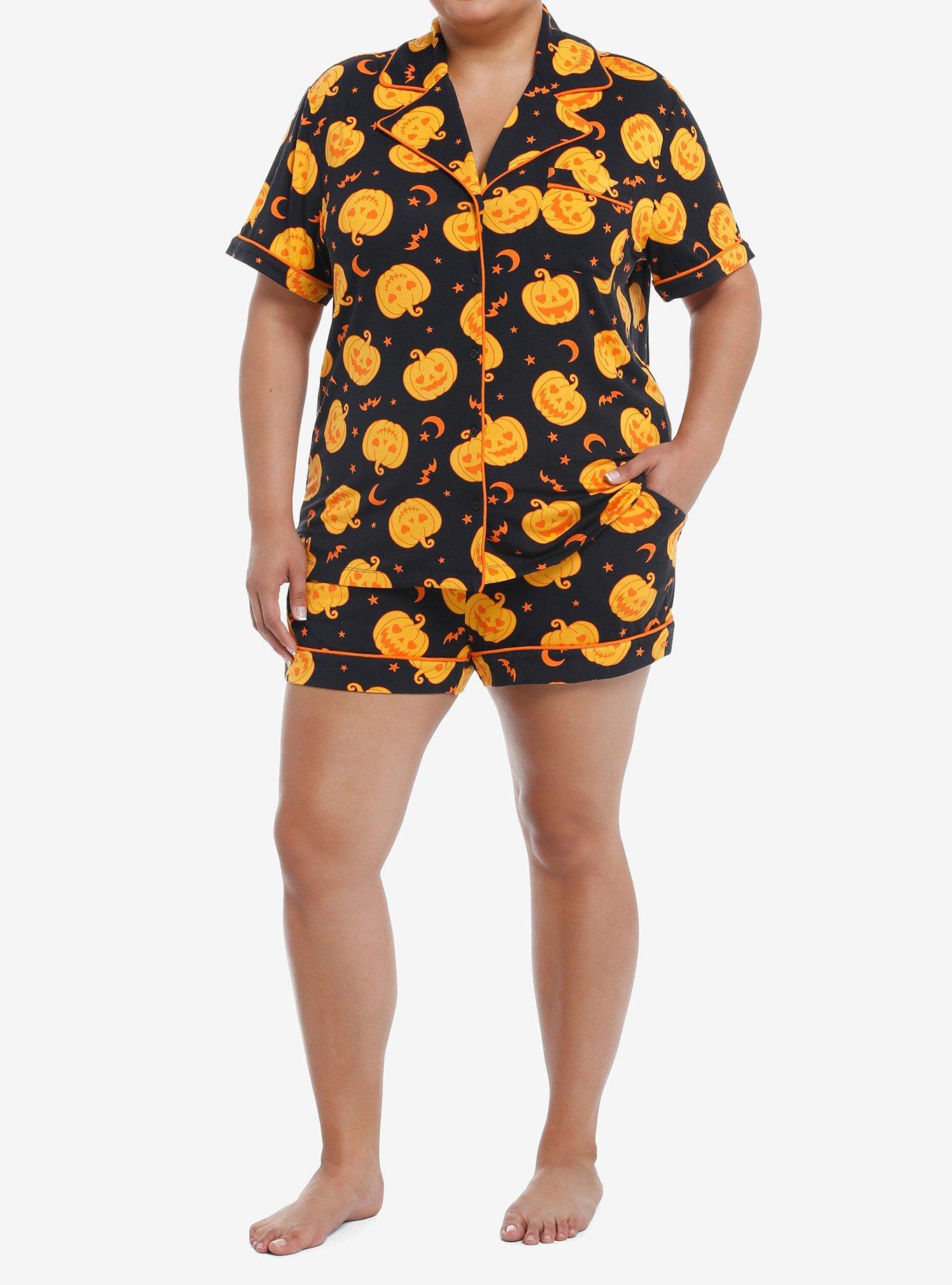 Sweet Society Pumpkin Bats Girls Lounge Set Plus Size, BLACK, alternate