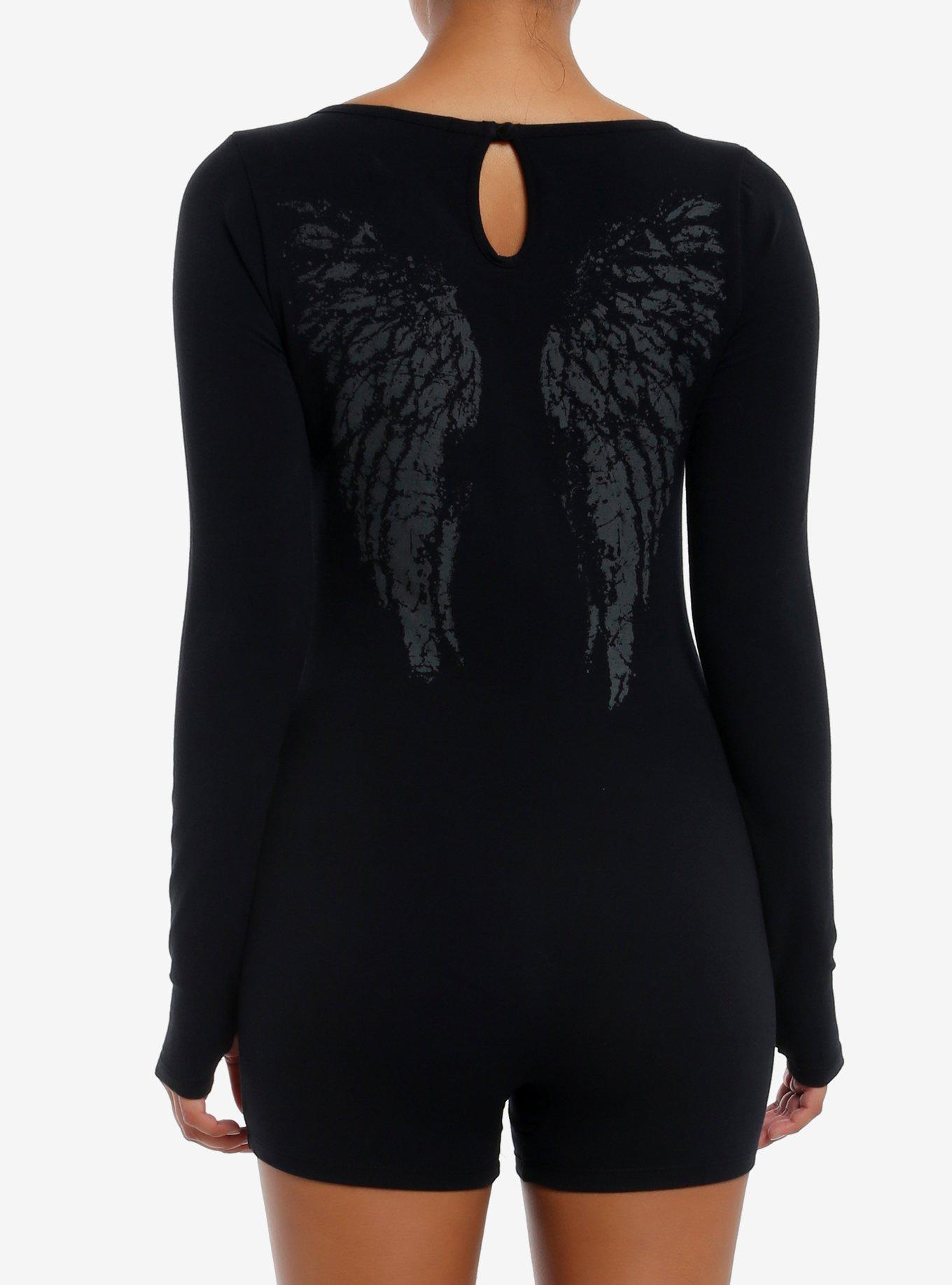 Ornate Cross Cut-Out Romper, BLACK, alternate