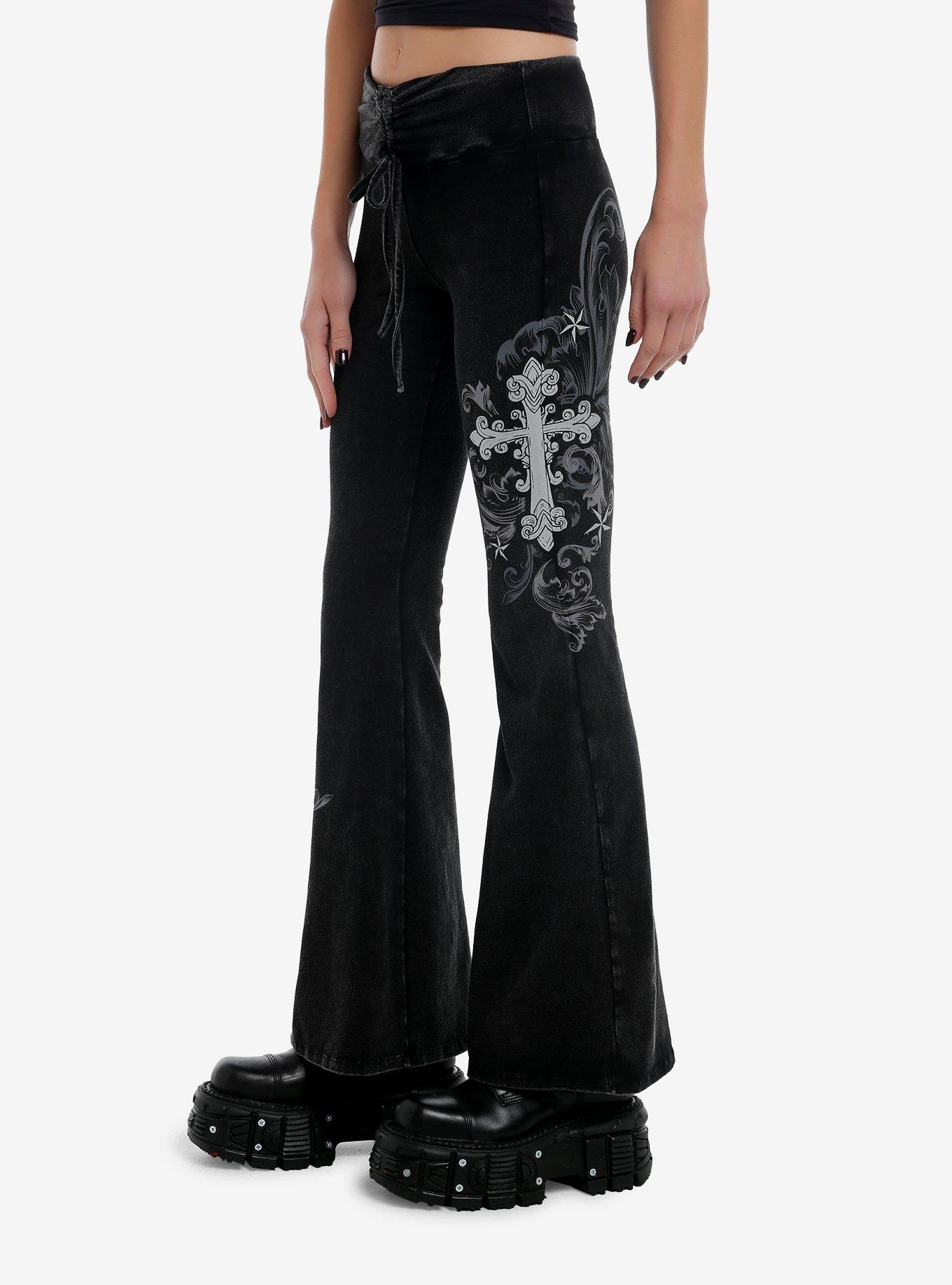 Cross & Dagger Wash Girls Flared Lounge Pants, BLACK, alternate