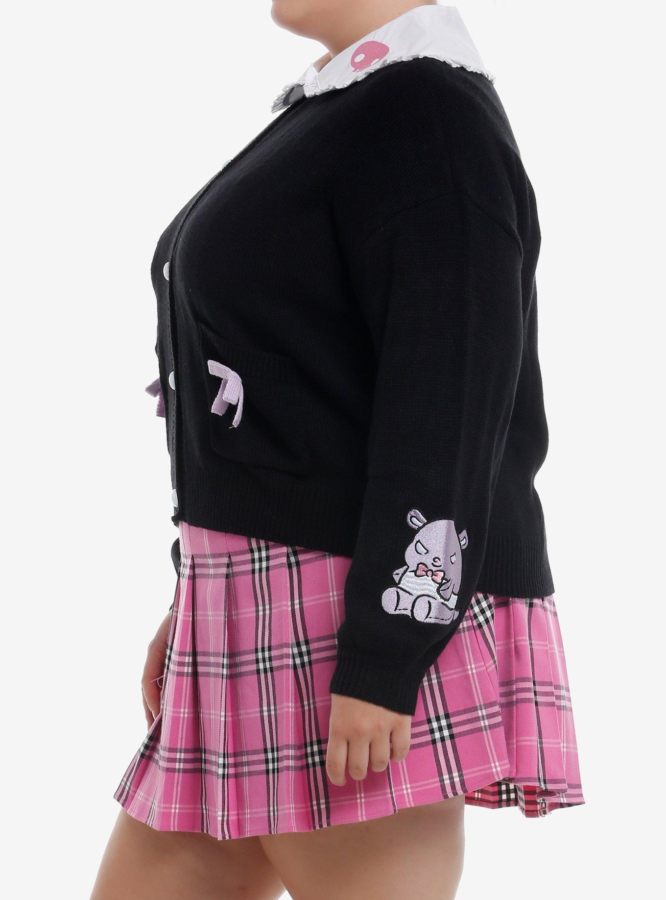 Kuromi Dress-Up Collar Girls Cardigan Plus Size, PURPLE, alternate