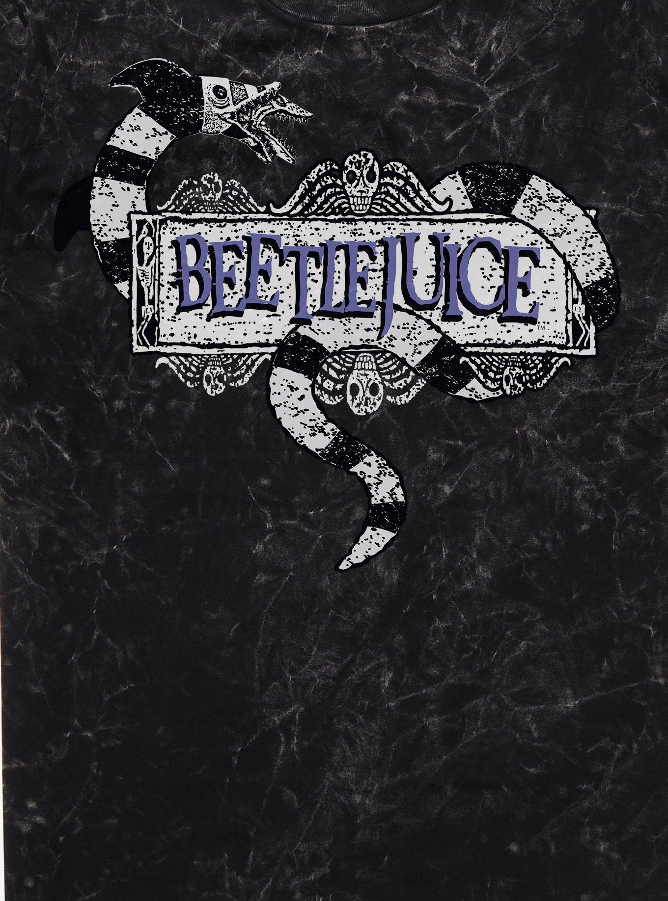 Beetlejuice Sandworm Logo Mineral Wash T-Shirt, BLACK MINERAL WASH, alternate