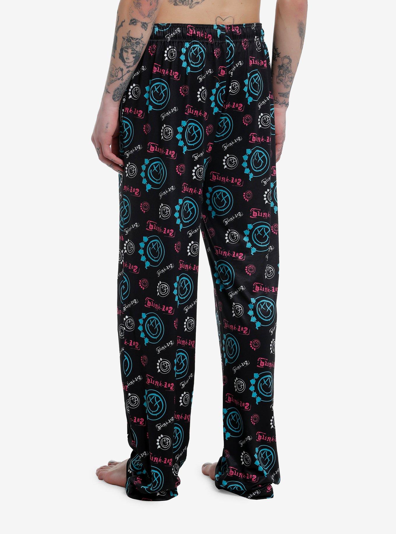 Blink-182 Logo Allover Print Pajama Pants, BLACK, alternate