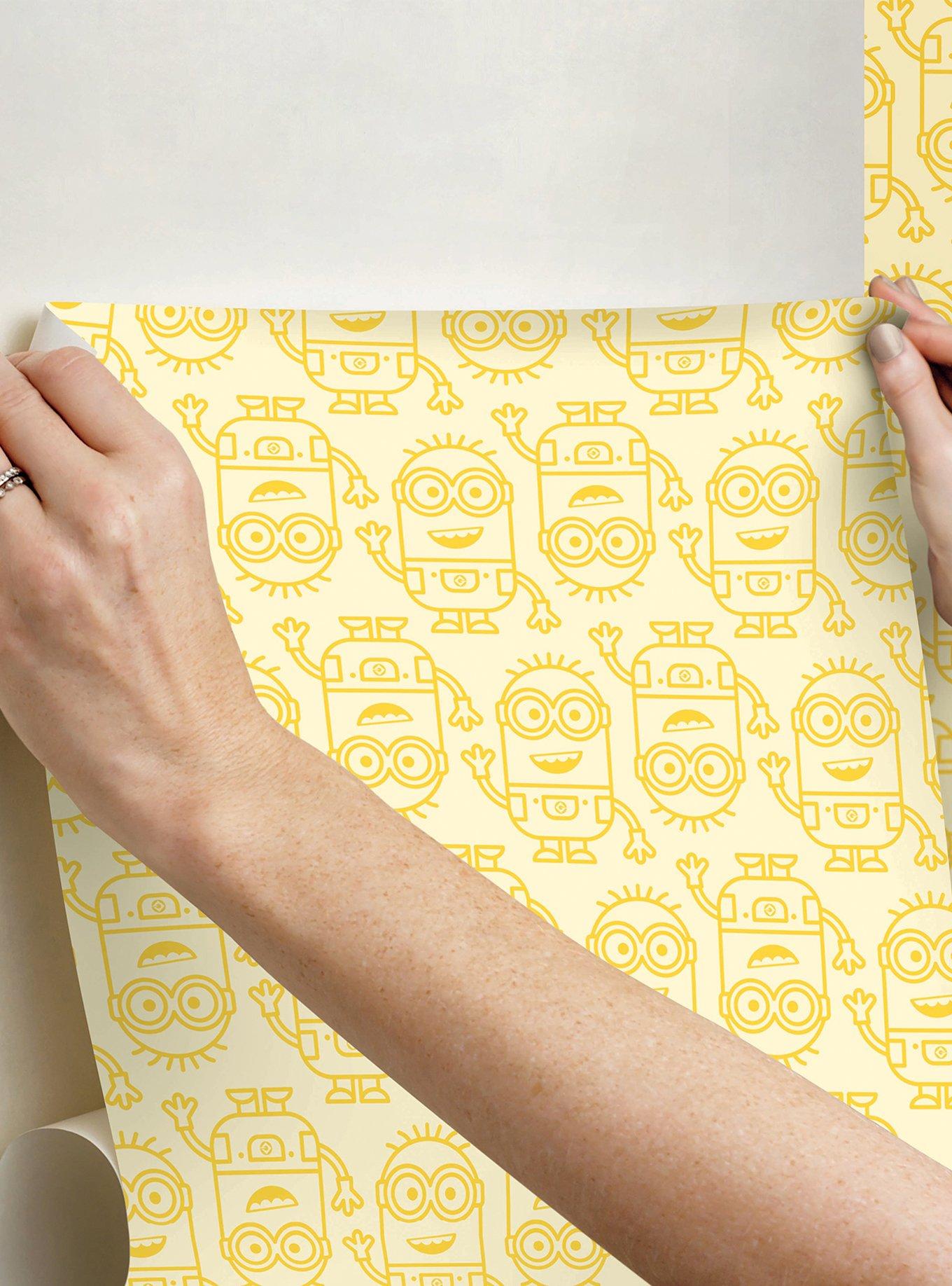 Minions Line Art Yellow Peel & Stick Wallpaper, , alternate