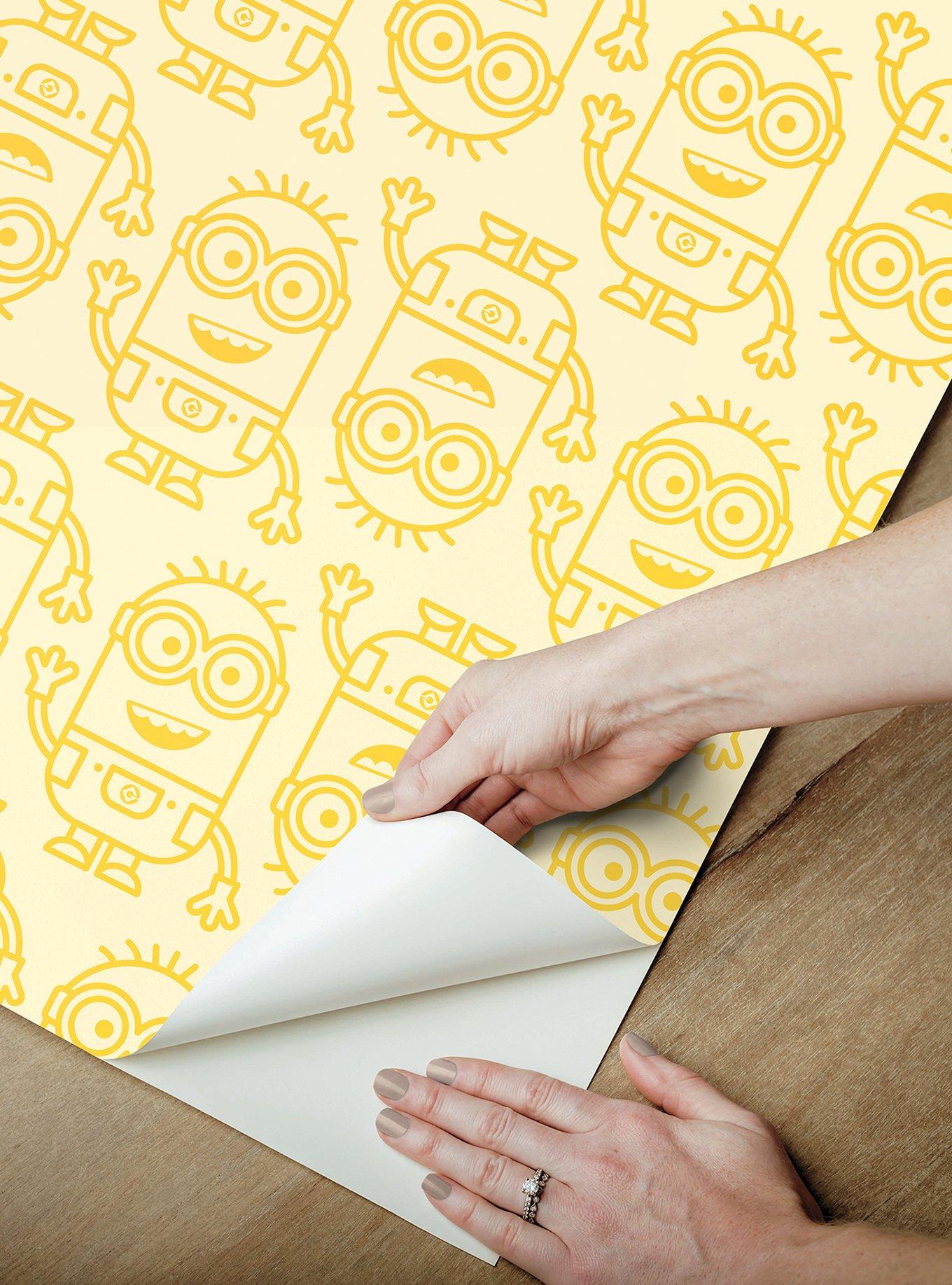 Minions Line Art Yellow Peel & Stick Wallpaper, , alternate