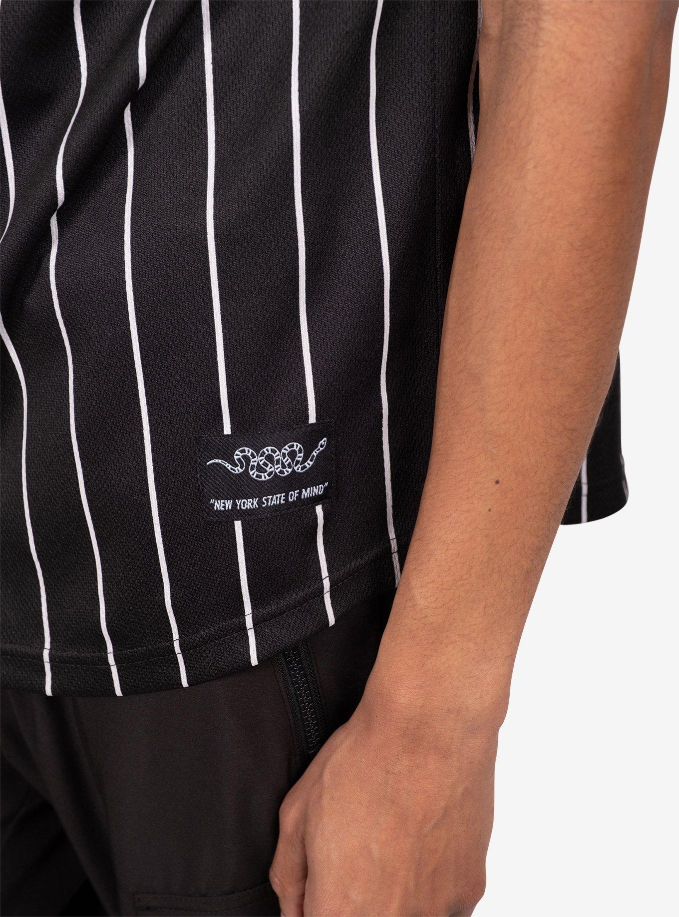 NY Pinstripe Baseball Jersey, BLACK, alternate
