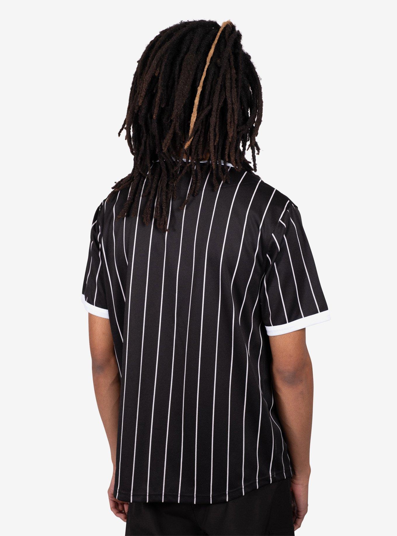NY Pinstripe Baseball Jersey, BLACK, alternate