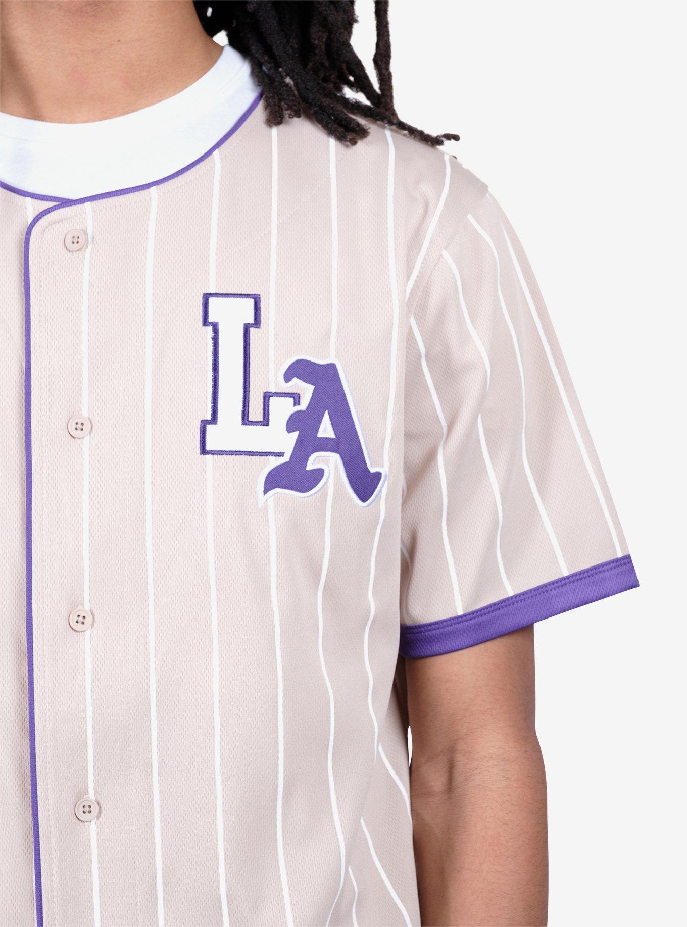 LA Pinstripe Baseball Jersey, BEIGE, alternate
