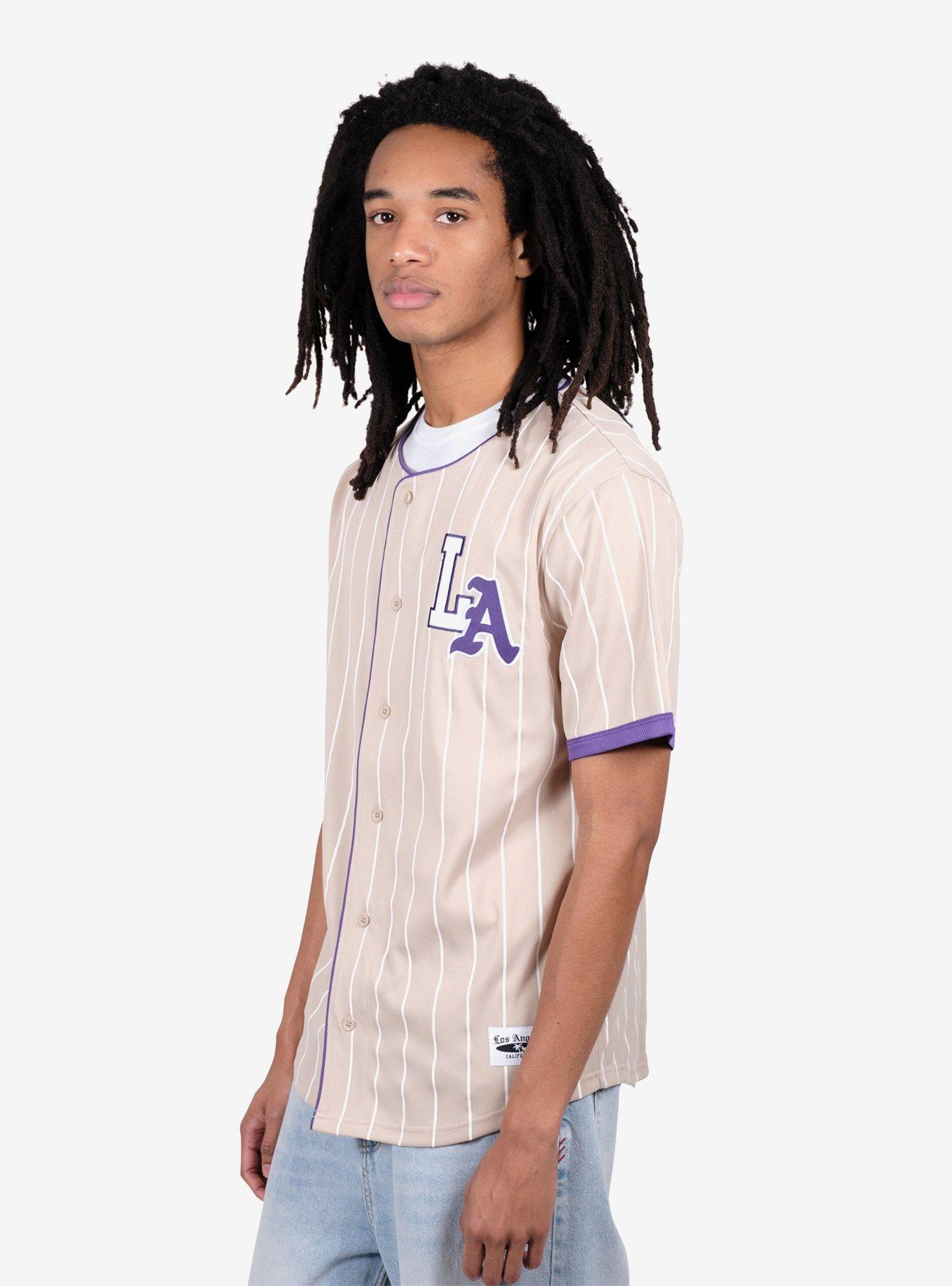 LA Pinstripe Baseball Jersey, BEIGE, alternate