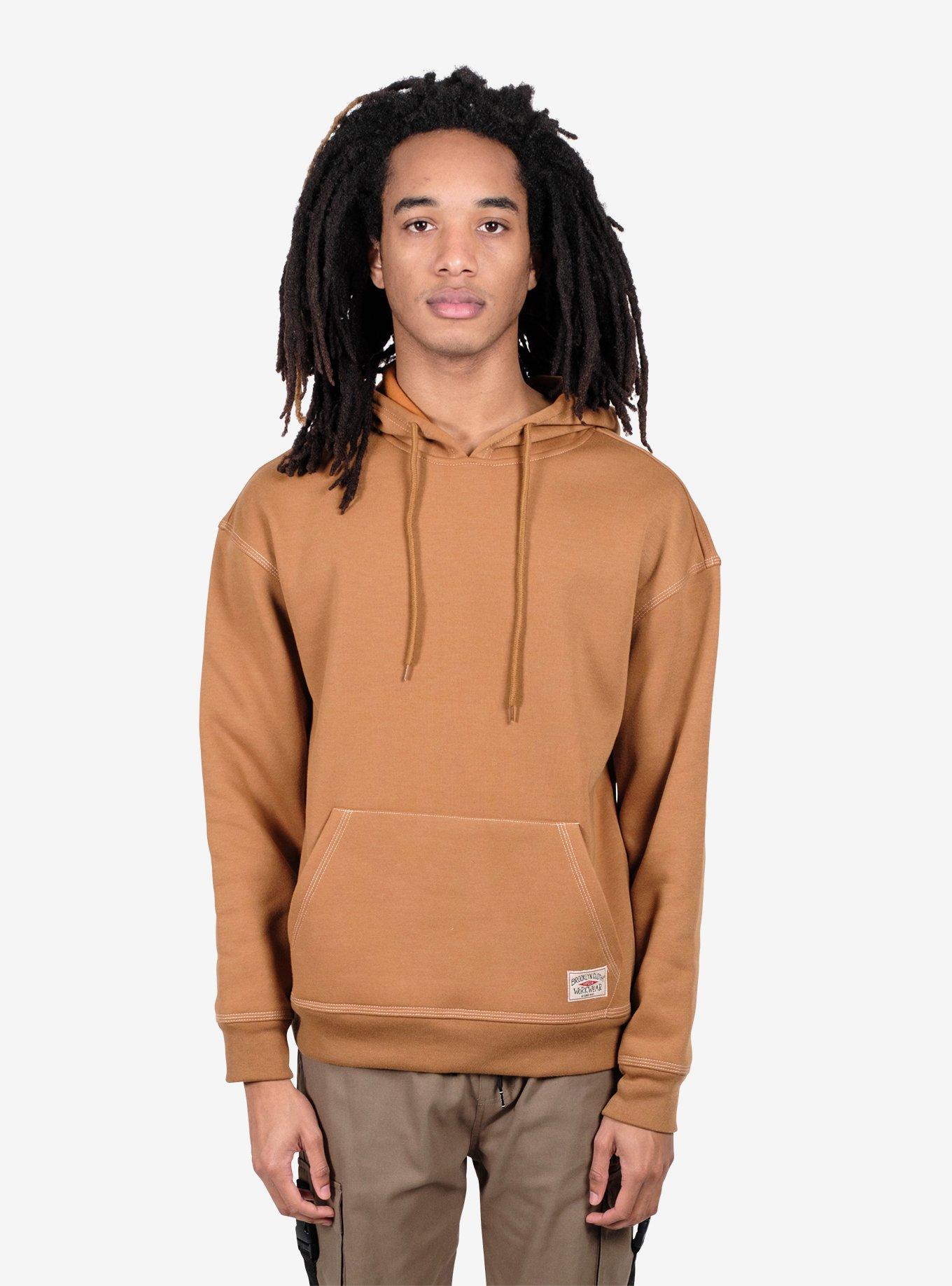 Triple Needle Stitch Hoodie Brown, , hi-res