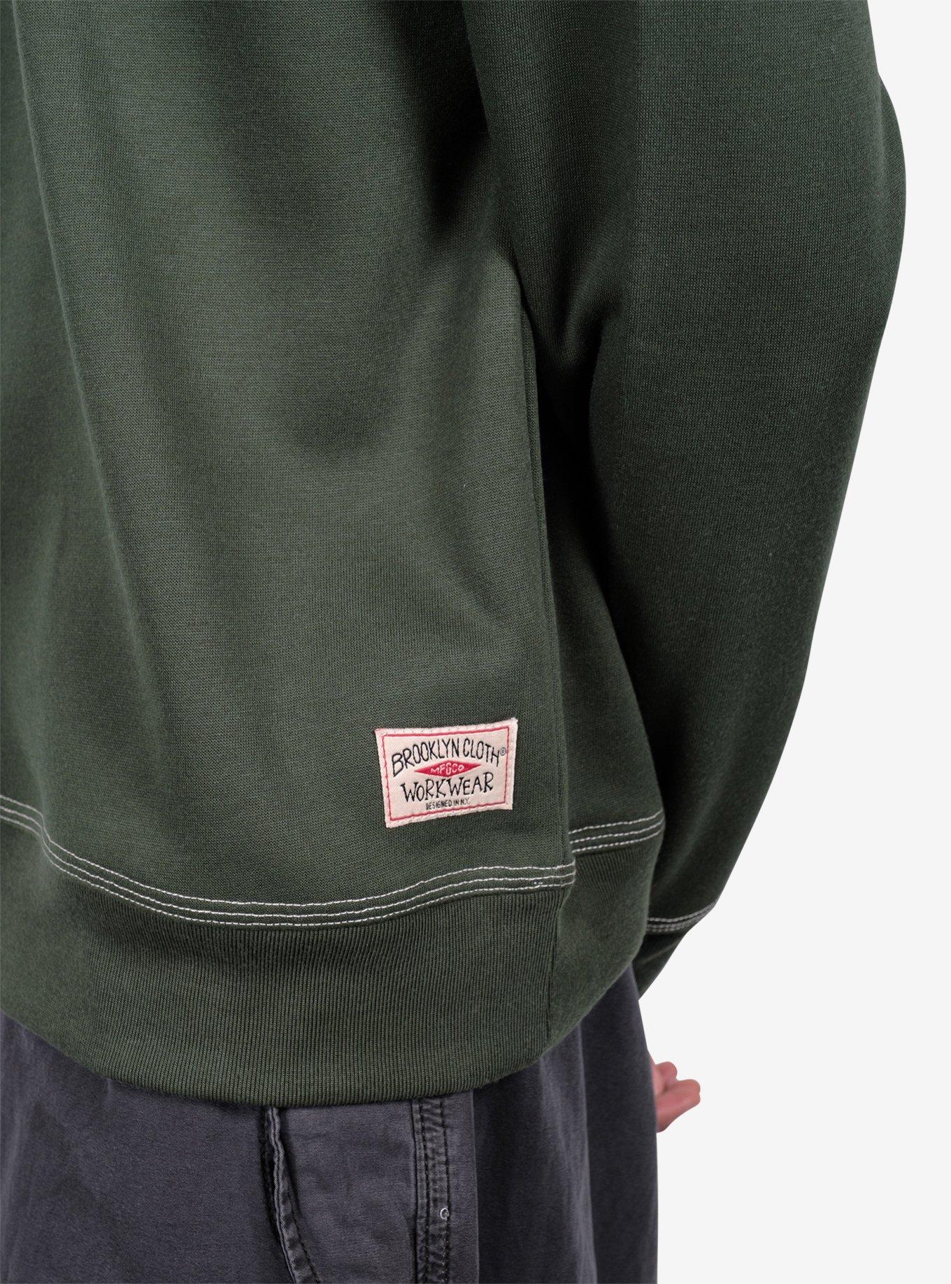 Contrast Stitch Crewneck Sweatshirt Green, GREEN, alternate