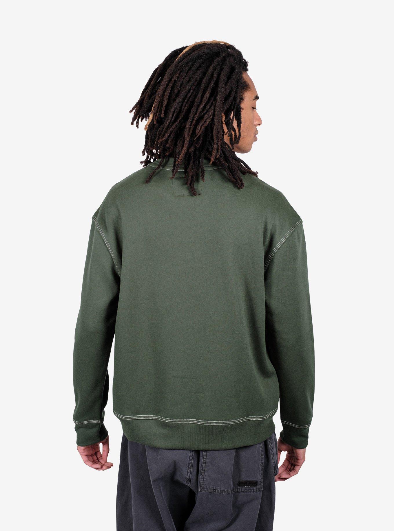 Contrast Stitch Crewneck Sweatshirt Green, GREEN, alternate