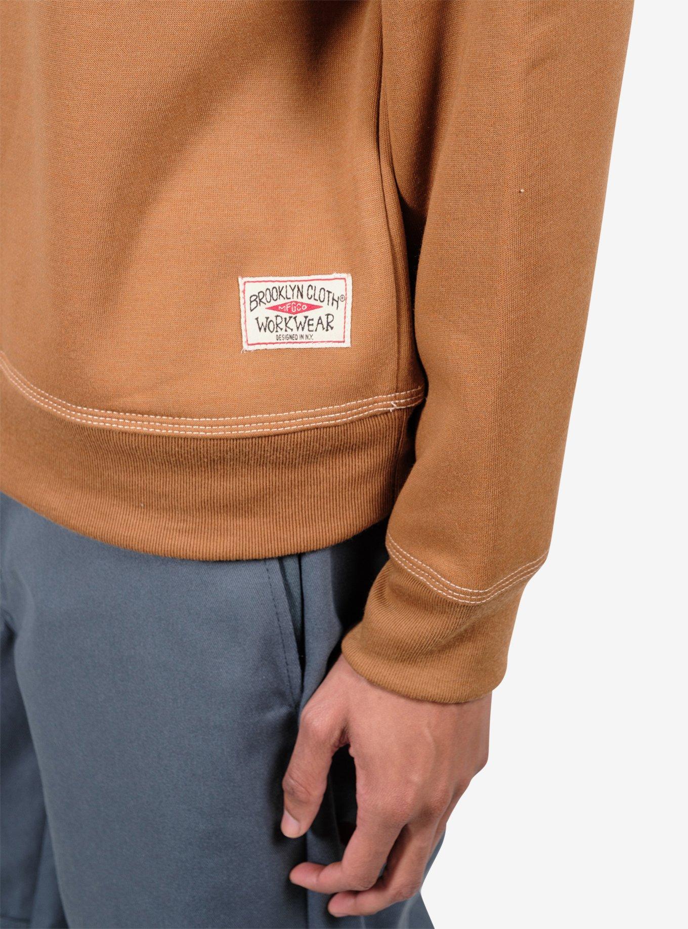 Contrast Stitch Crewneck Sweatshirt Brown, BROWN, alternate
