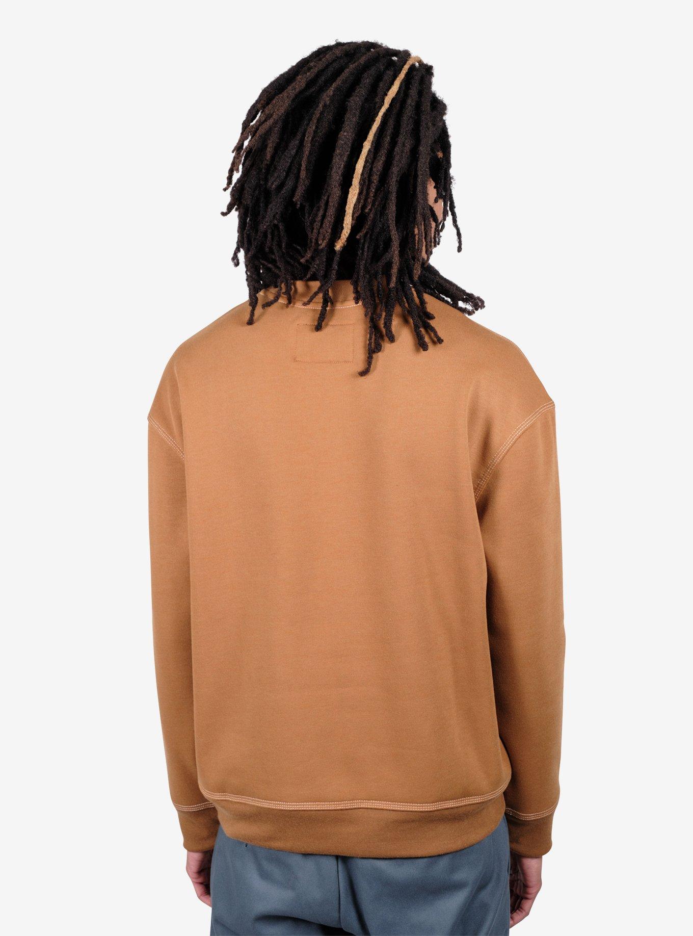 Contrast Stitch Crewneck Sweatshirt Brown, BROWN, alternate
