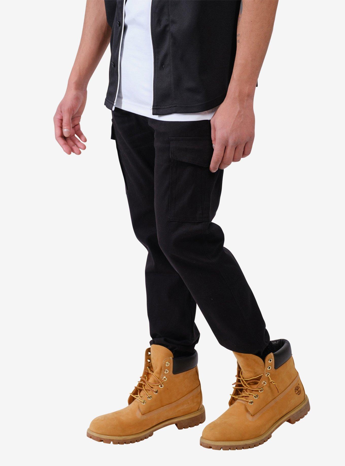 Cargo Pocket Twill Jogger Black, , hi-res