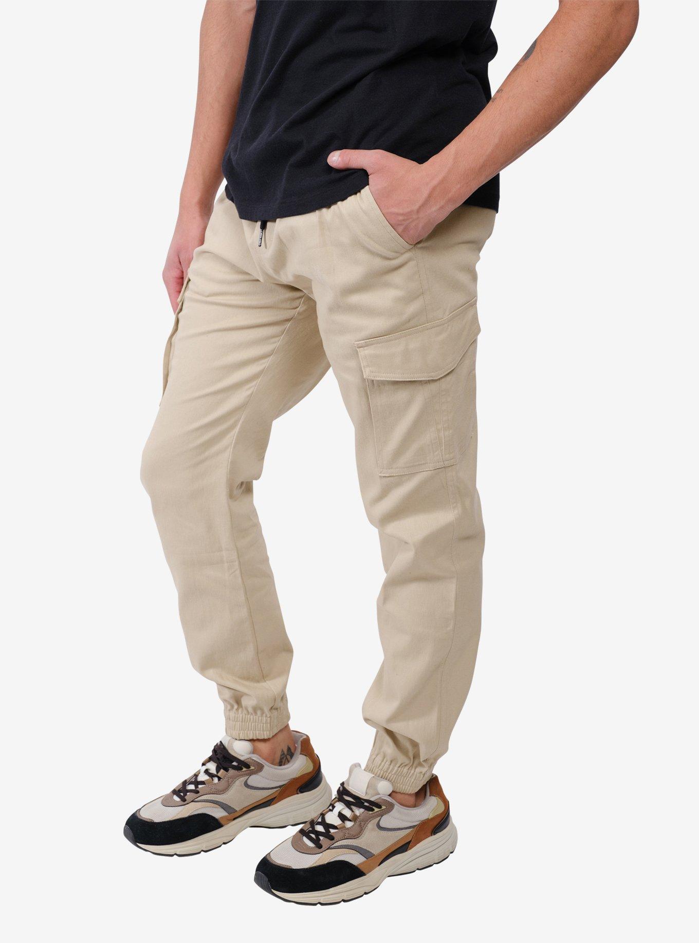 Cargo Pocket Twill Jogger Khaki, BEIGE, alternate