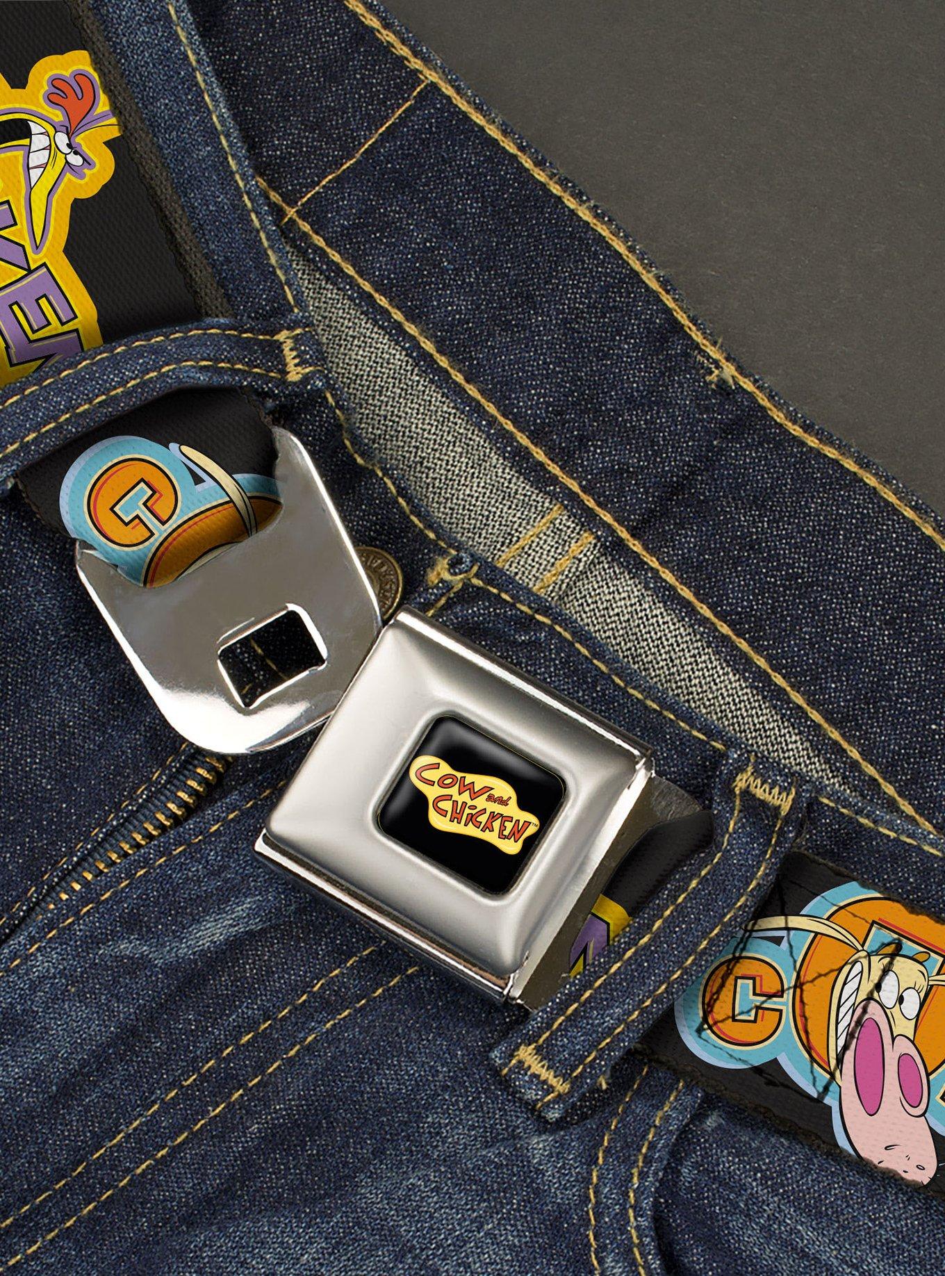 Cow And Chicken Title Logo And Poses With Guy Youth Seatbelt Belt, , hi-res