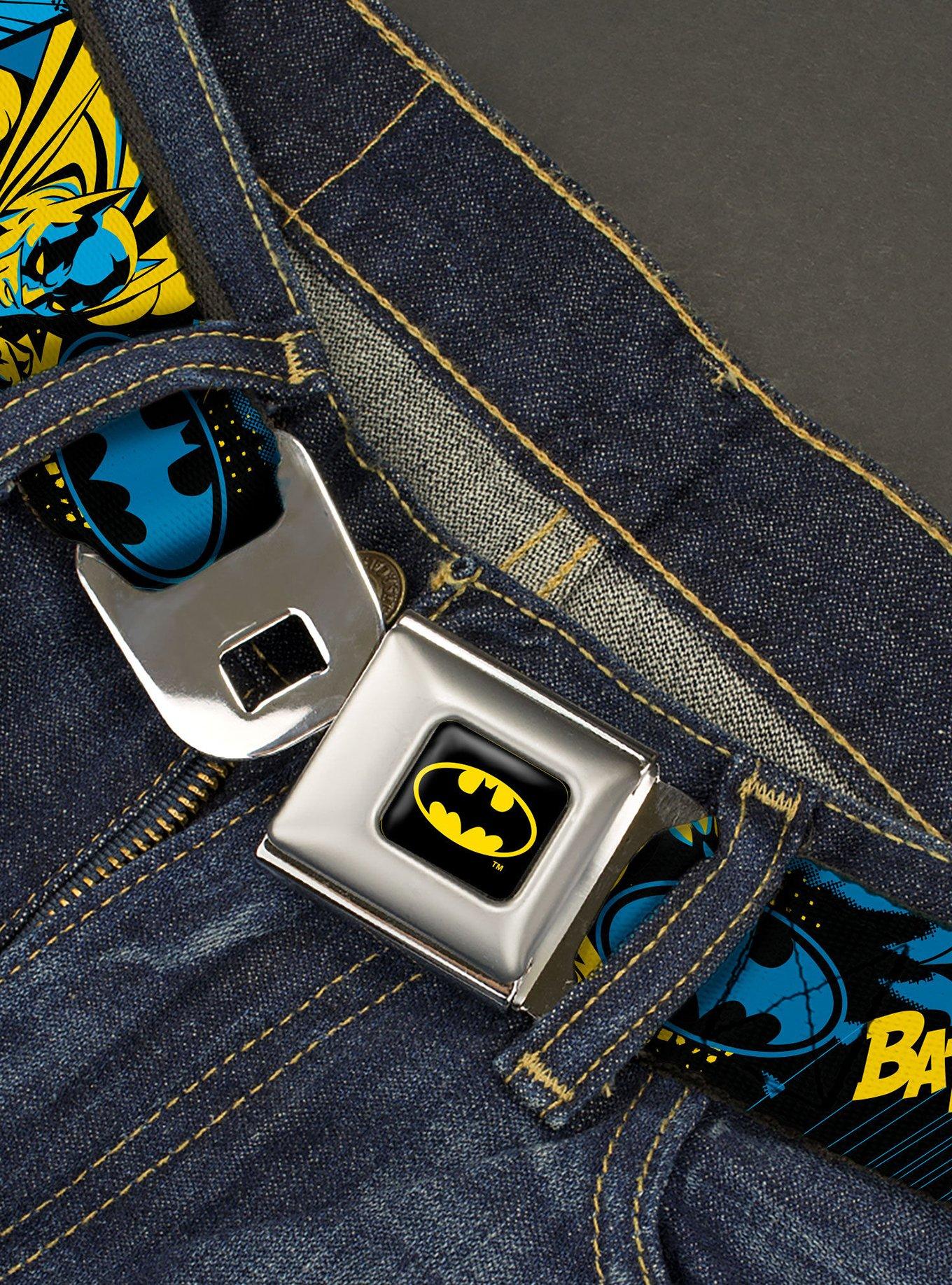 DC Comics Batman Poses And Logo Collage Youth Seatbelt Belt, , alternate