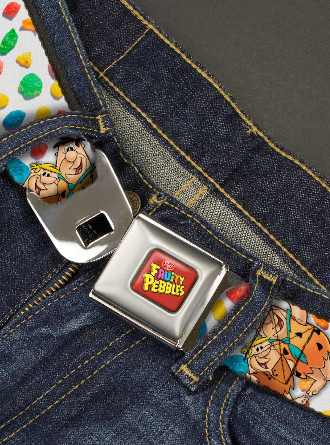The Flintstones Fruity Pebbles Fred And Barney Pose And Cereal Youth Seatbelt Belt, , hi-res