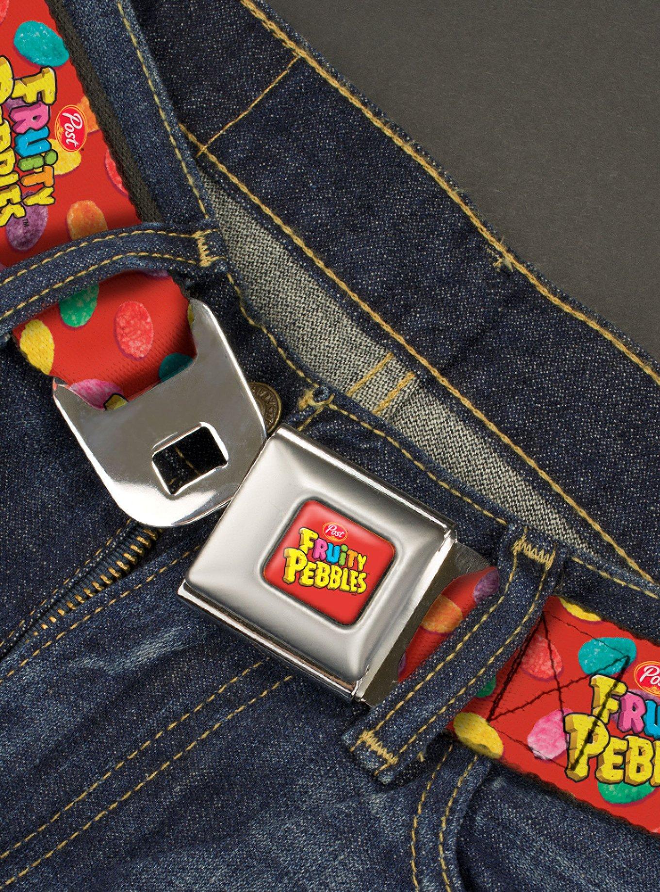 The Flintstones Post Fruity Pebbles Logo And Cereal Scattered Youth Seatbelt Belt, , hi-res