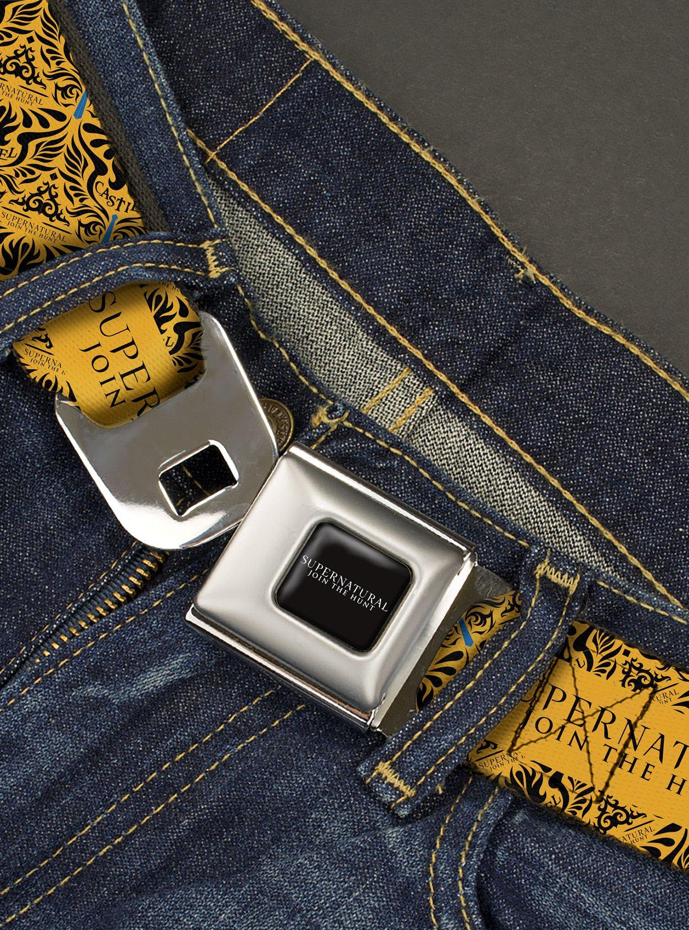 Supernatural Join The Hunt Logo And Castiel Wings Youth Seatbelt Belt, , hi-res