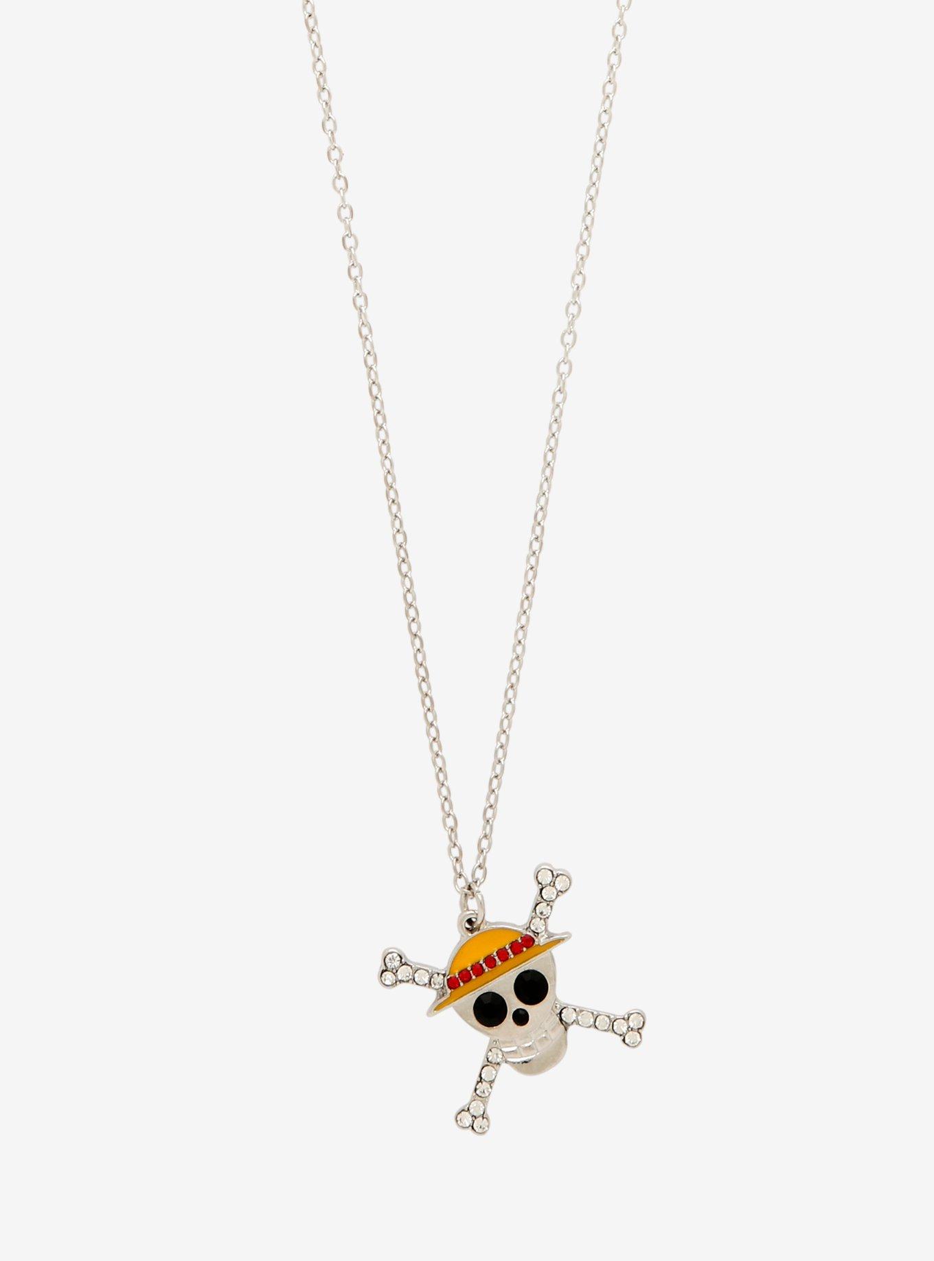 One Piece Straw Hat Crew Jolly Roger Rhinestone Necklace - BoxLunch Exclusive, , alternate