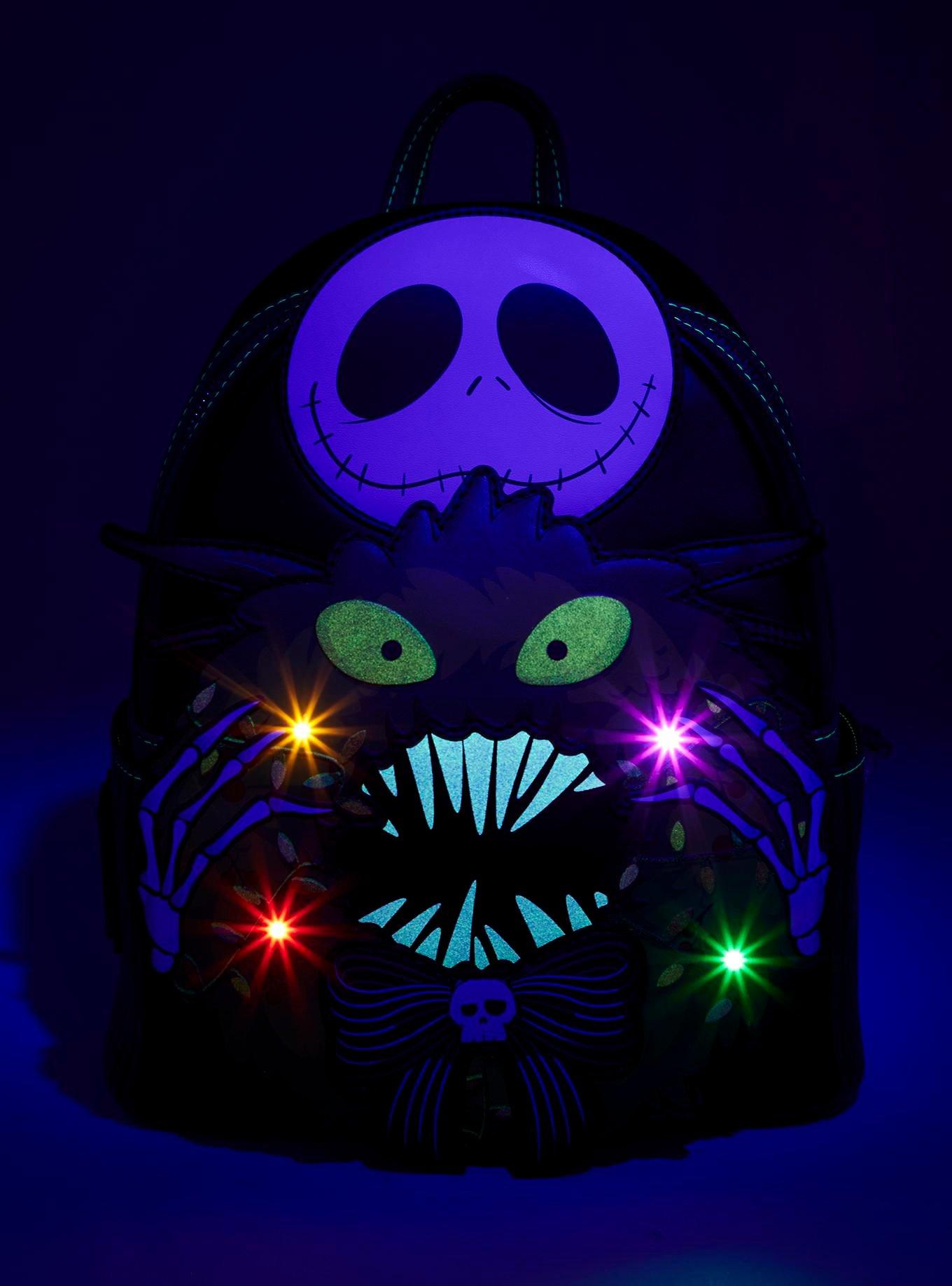 Loungefly Disney The Nightmare Before Christmas Jack Skellington Wreath Glow-in-the-Dark Light-Up Mini Backpack — BoxLunch Exclusive, , alternate