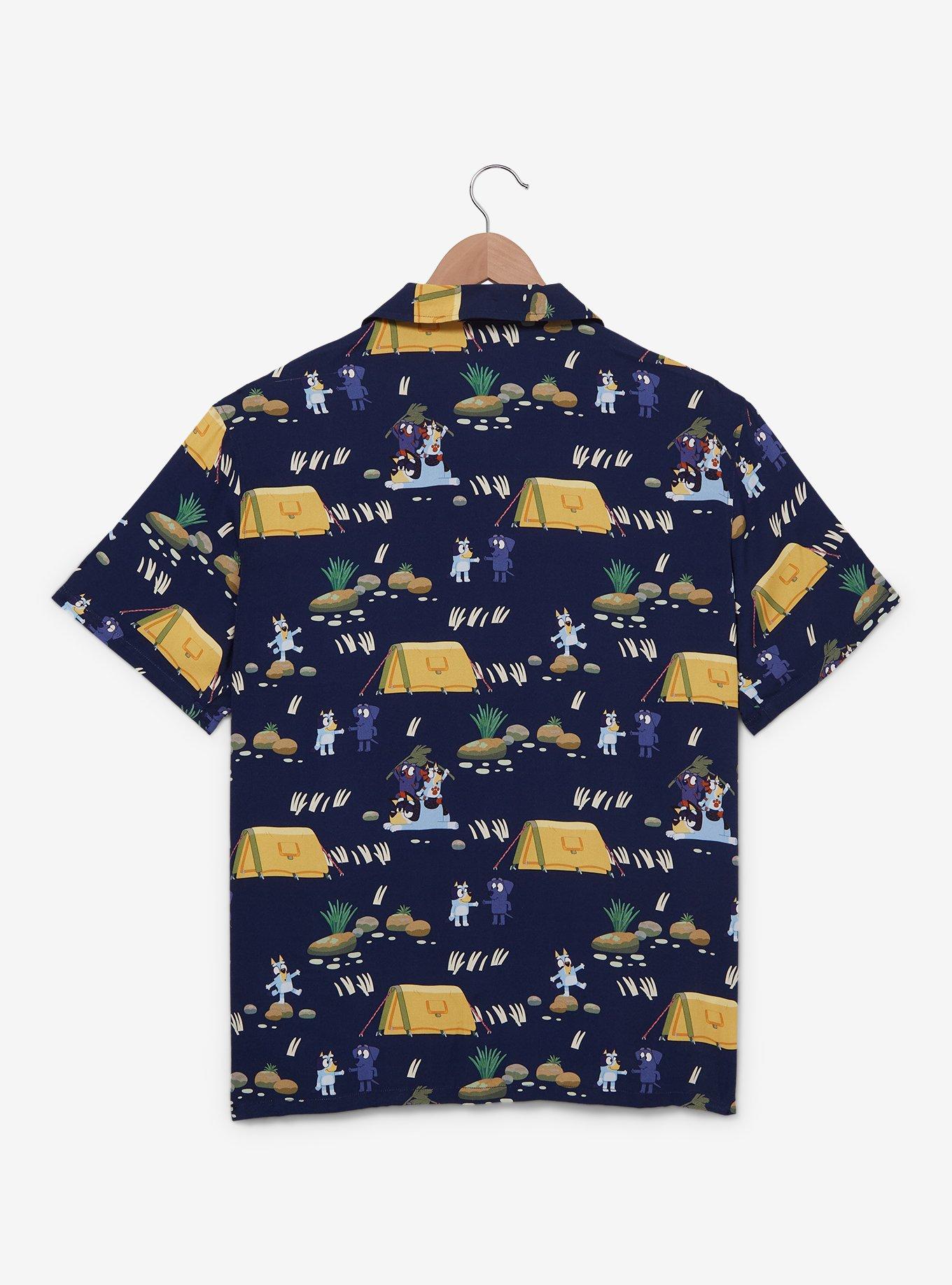 Bluey Jean-Luc & Bluey Camping Allover Print Woven Button-Up - BoxLunch Exclusive, DARK BLUE, alternate