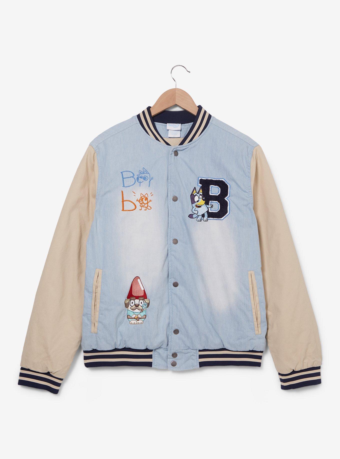 Bluey Heeler Family Icons Denim Varsity Jacket - BoxLunch Exclusive, , hi-res