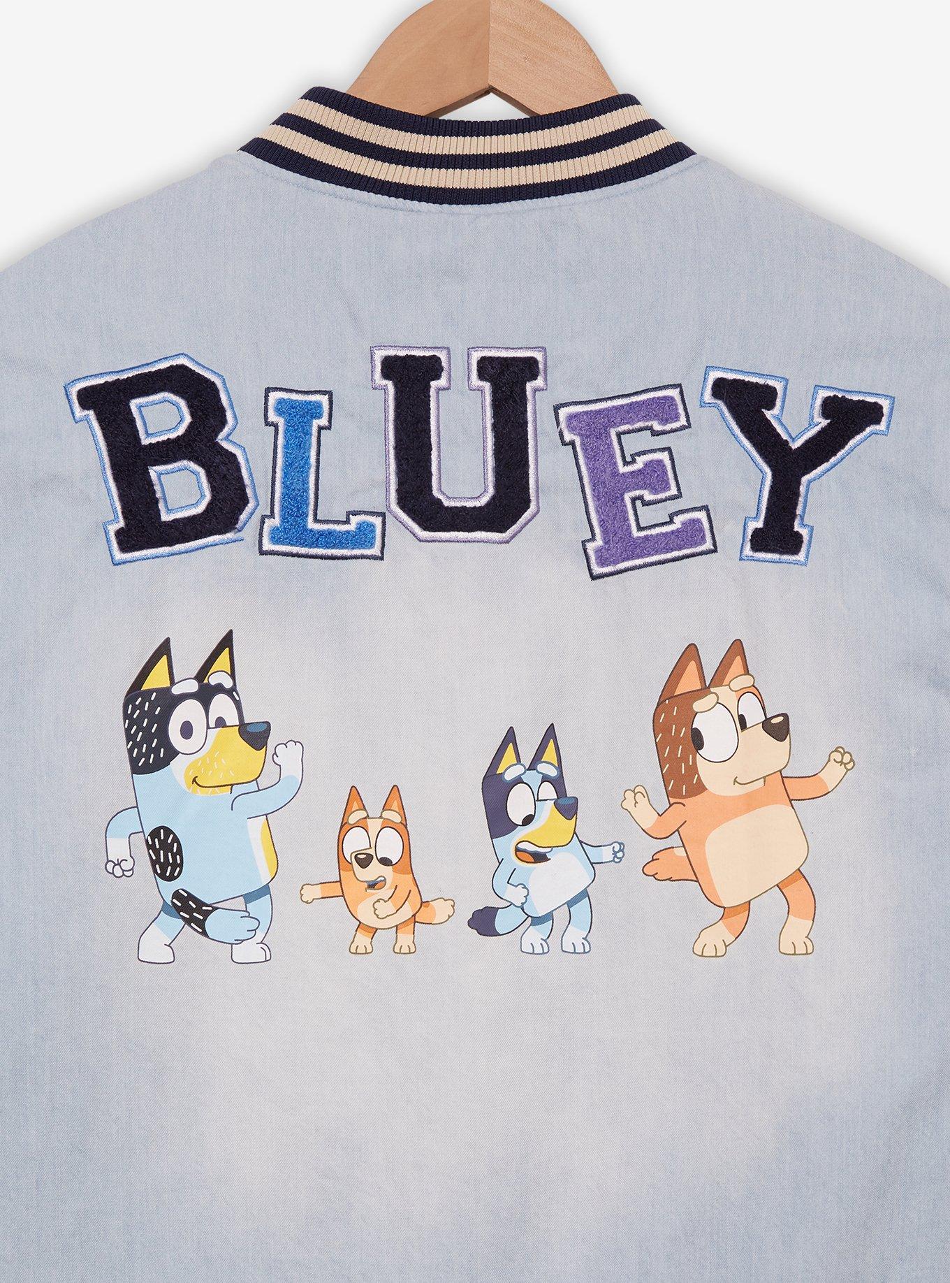 Bluey Heeler Family Icons Denim Varsity Jacket - BoxLunch Exclusive, DENIM, alternate