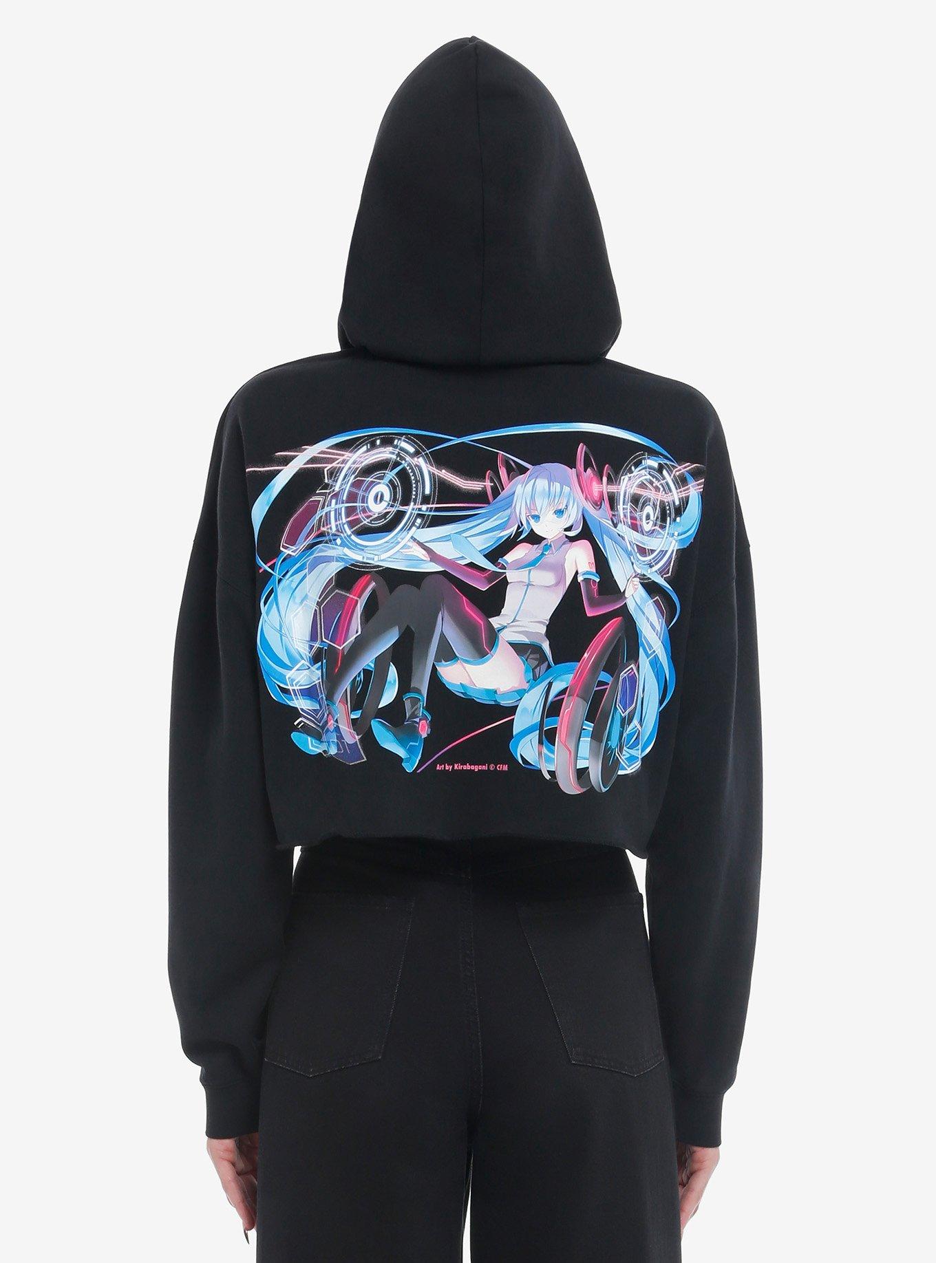 Hatsune Miku Two-Sided Crop Girls Hoodie, MULTI, alternate