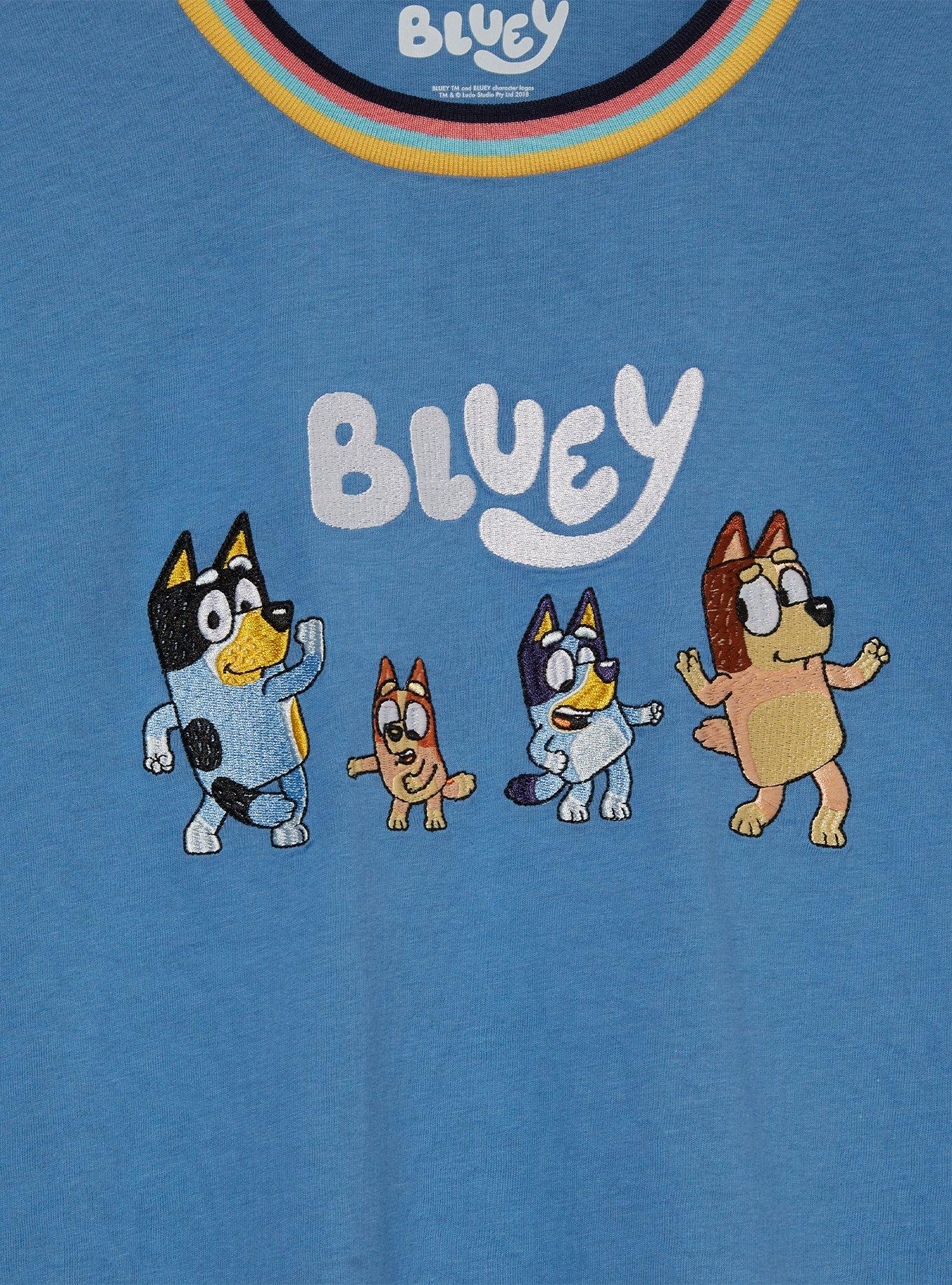 Bluey Heeler Family Line Up Embroidered Women's T-Shirt — BoxLunch Exclusive, LIGHT BLUE, alternate